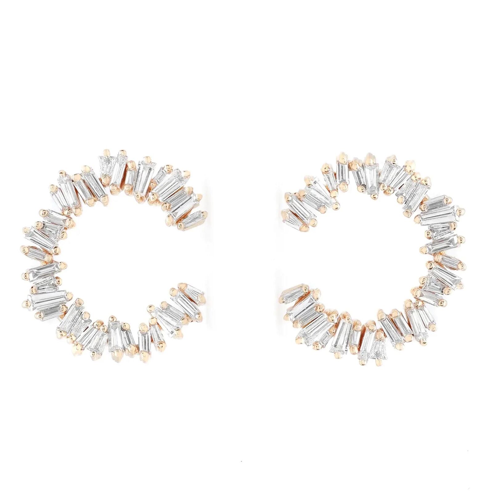 True 0.96Cttw Baguette Cut Diamond Stud Earrings 18K Yellow Gold