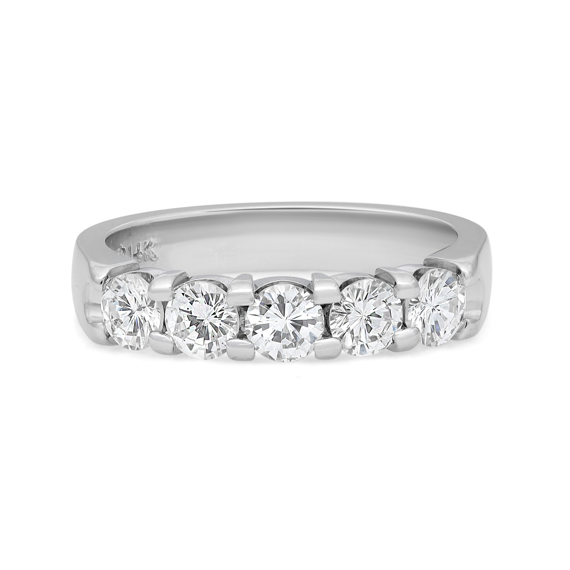 True 1.00Cttw Round Cut Diamond Wedding Band Ring 14K White Gold Size