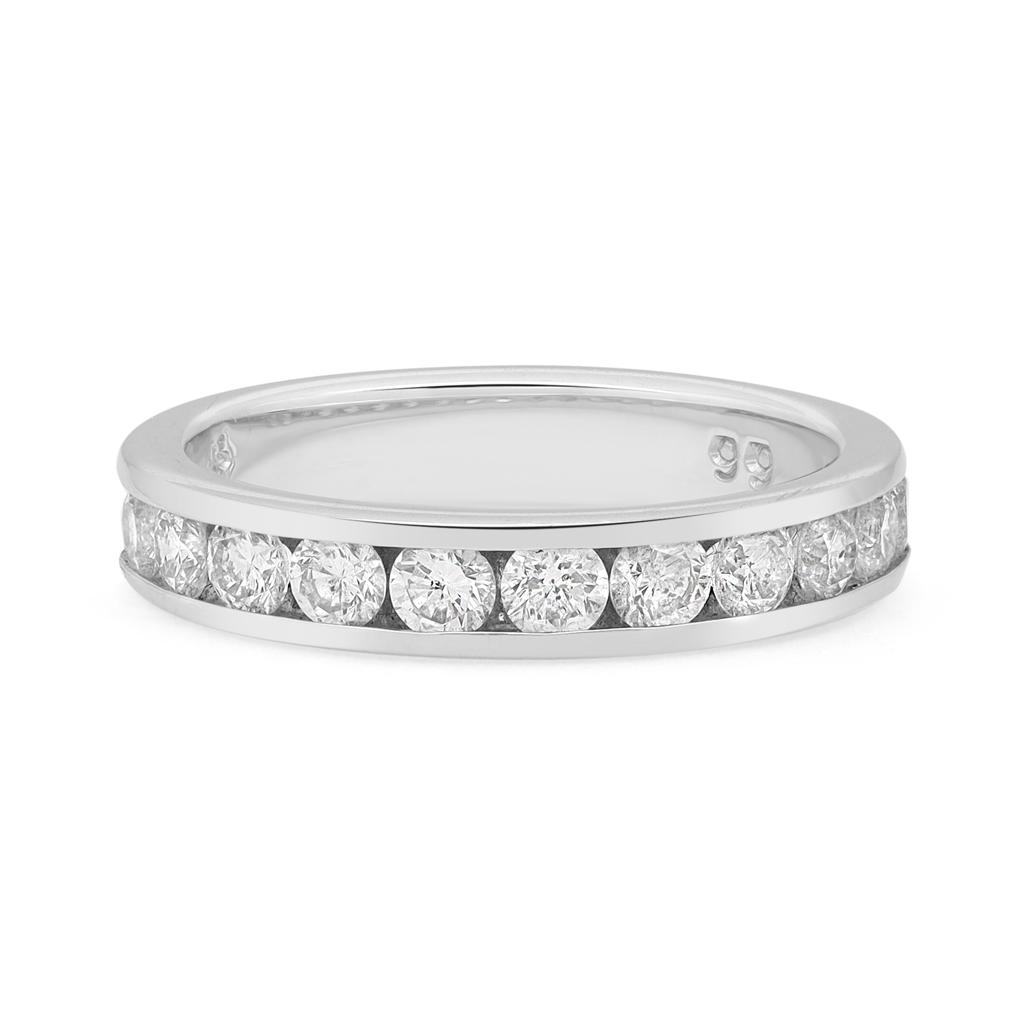 True 0.85Cttw Round Diamond Wedding Band Ring 14K White Gold