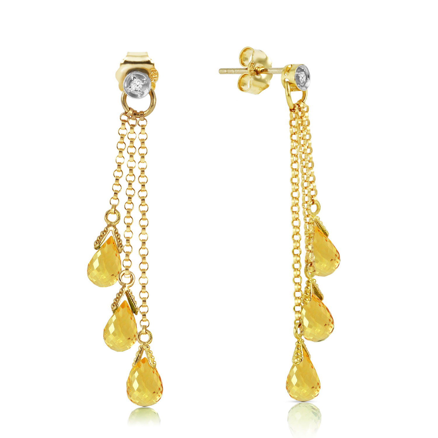7.38 CTW 14K Solid Gold Chandelier Earrings Diamond Citrine