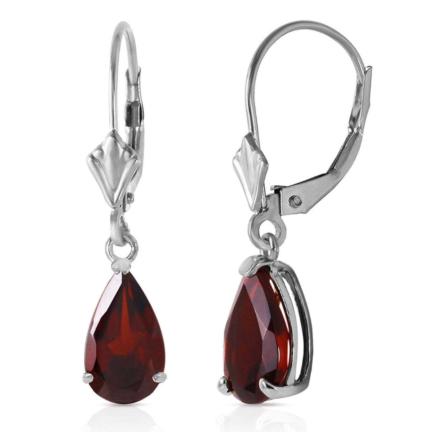 2.45 CTW 14K Solid White Gold Leverback Earrings Garnet