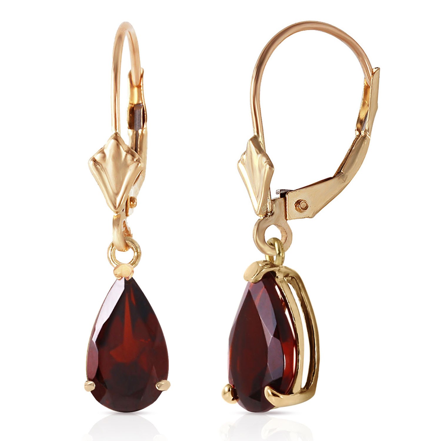 2.45 CTW 14K Solid Gold Leverback Earrings Garnet