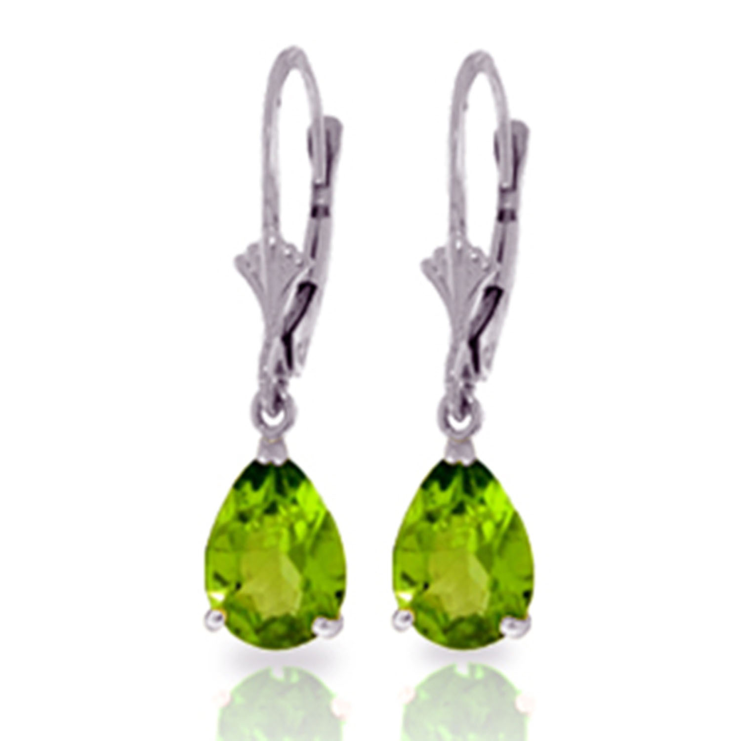 3 CTW 14K Solid White Gold Right Decisions Peridot Earrings