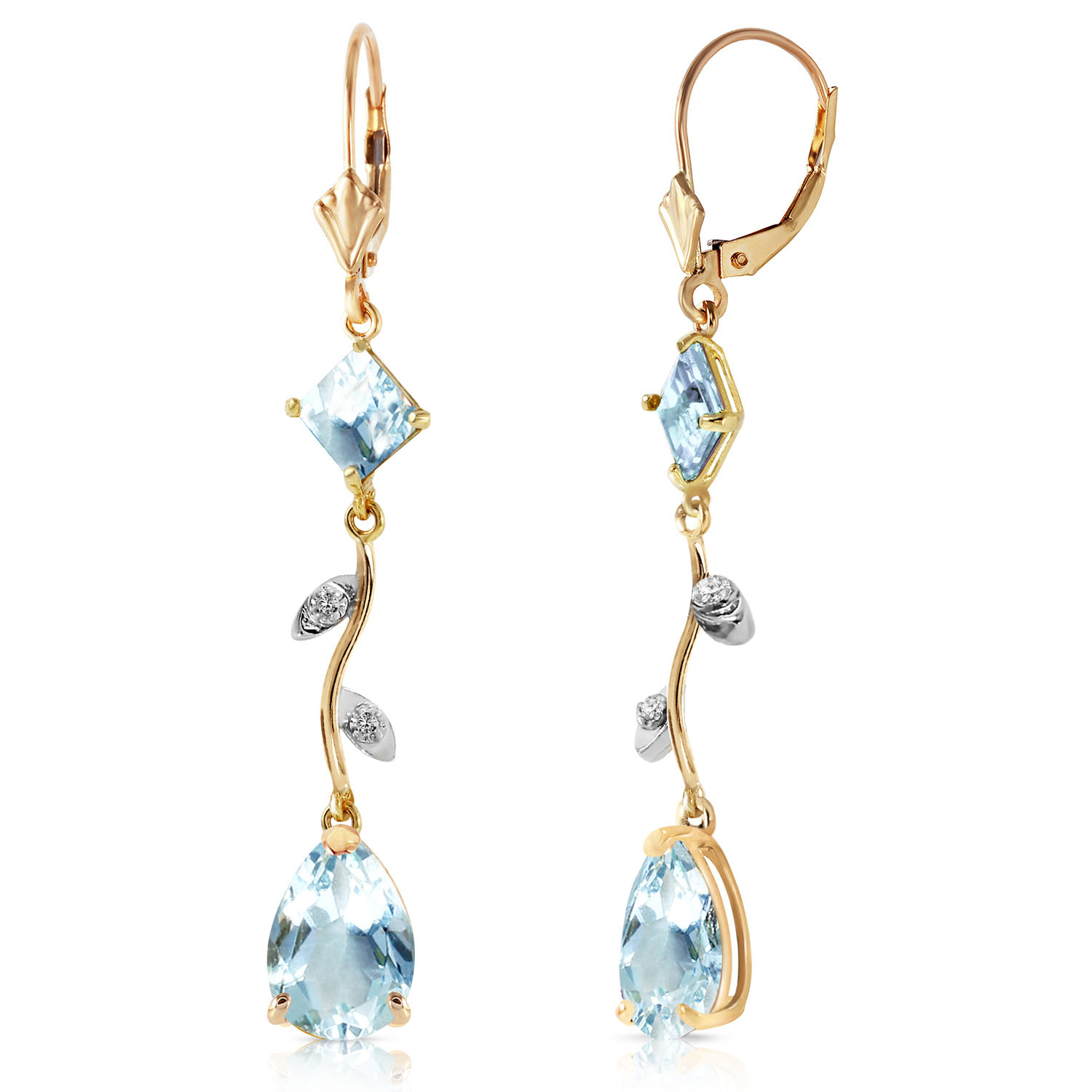 3.97 CTW 14K Solid Gold Chandelier Earrings Natural Diamond Aqua