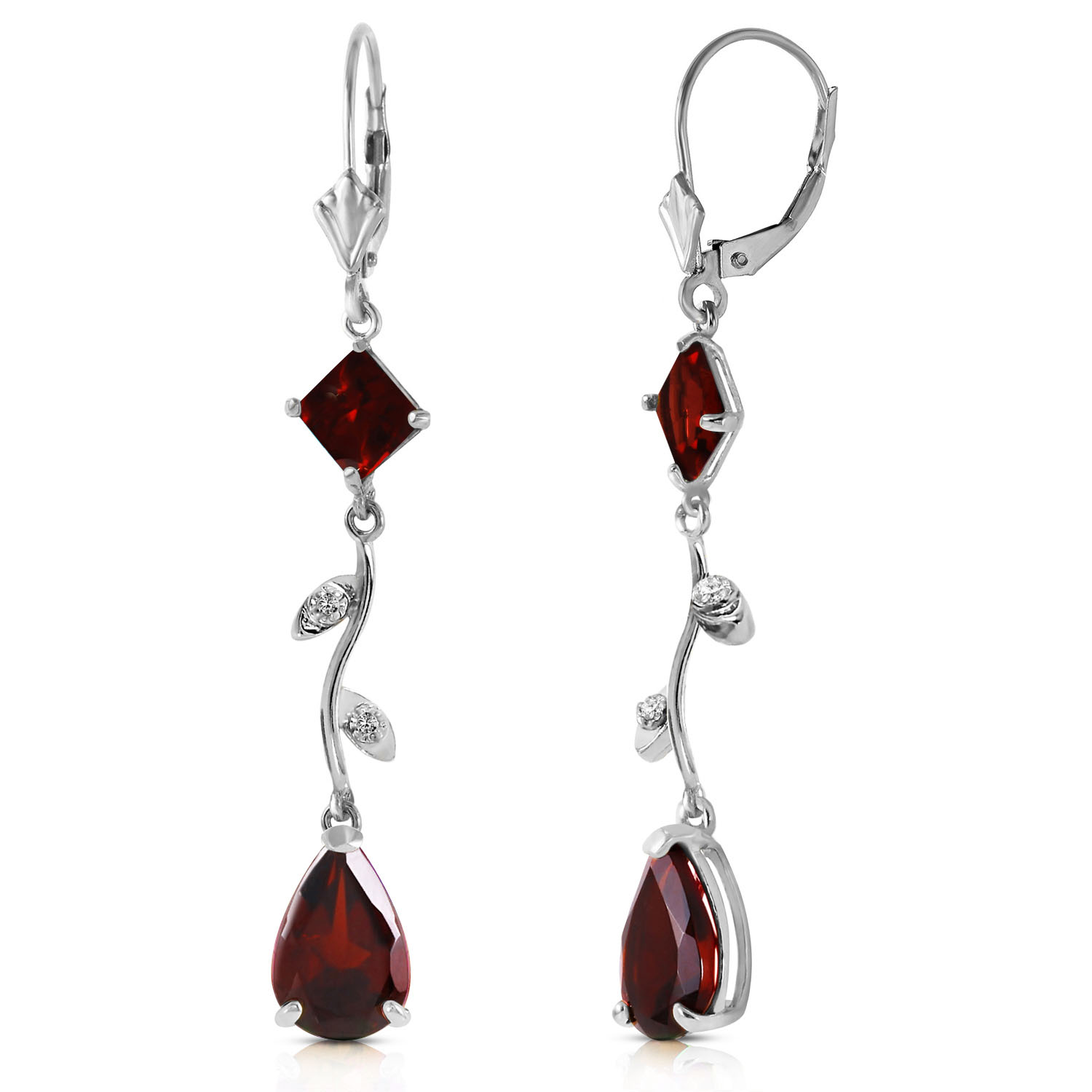 3.97 CTW 14K Solid White Gold Chandelier Earrings Diamond Garnet