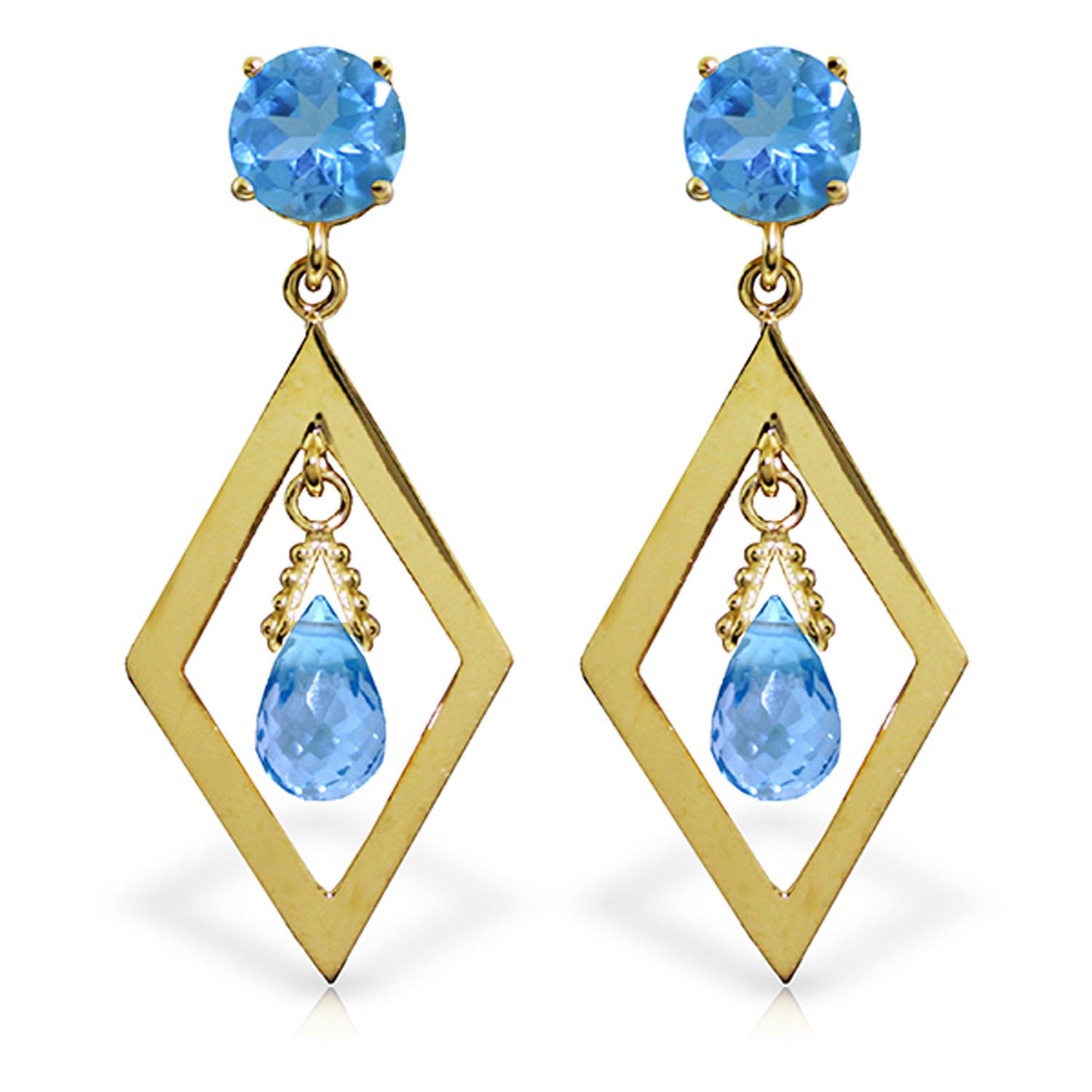2.4 CTW 14K Solid Gold Euphoria Blue Topaz Earrings