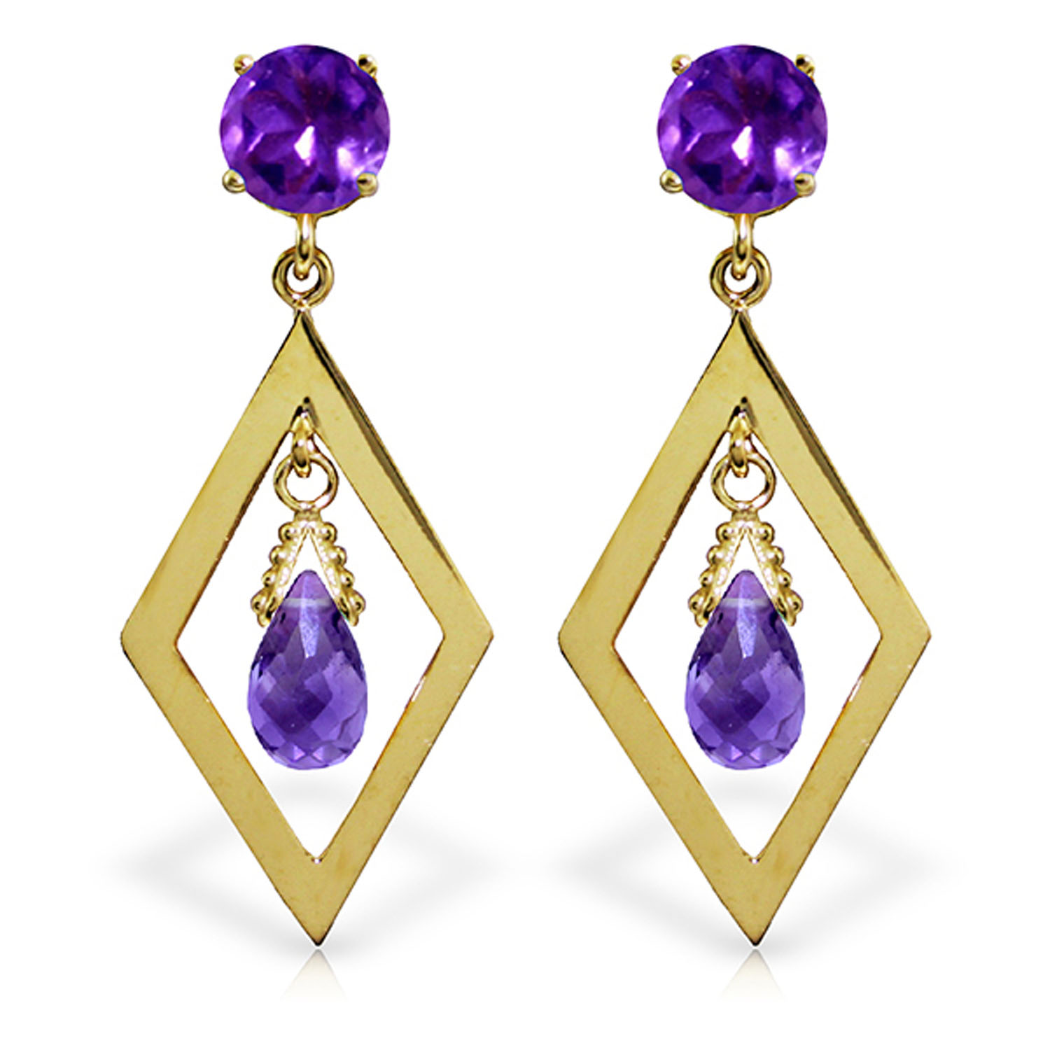 2.4 CTW 14K Solid Gold Chandelier Earrings Amethyst