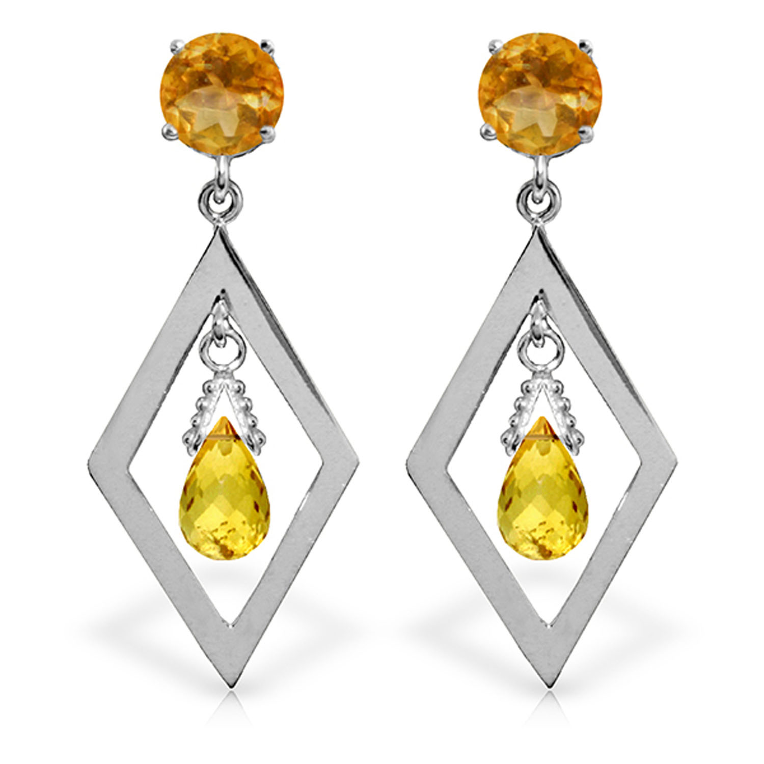 2.4 CTW 14K Solid Gold Celebratory Citrine Earrings