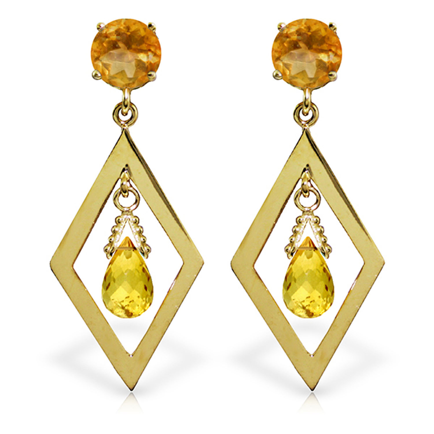 2.4 CTW 14K Solid Gold Euphoria Citrine Earrings