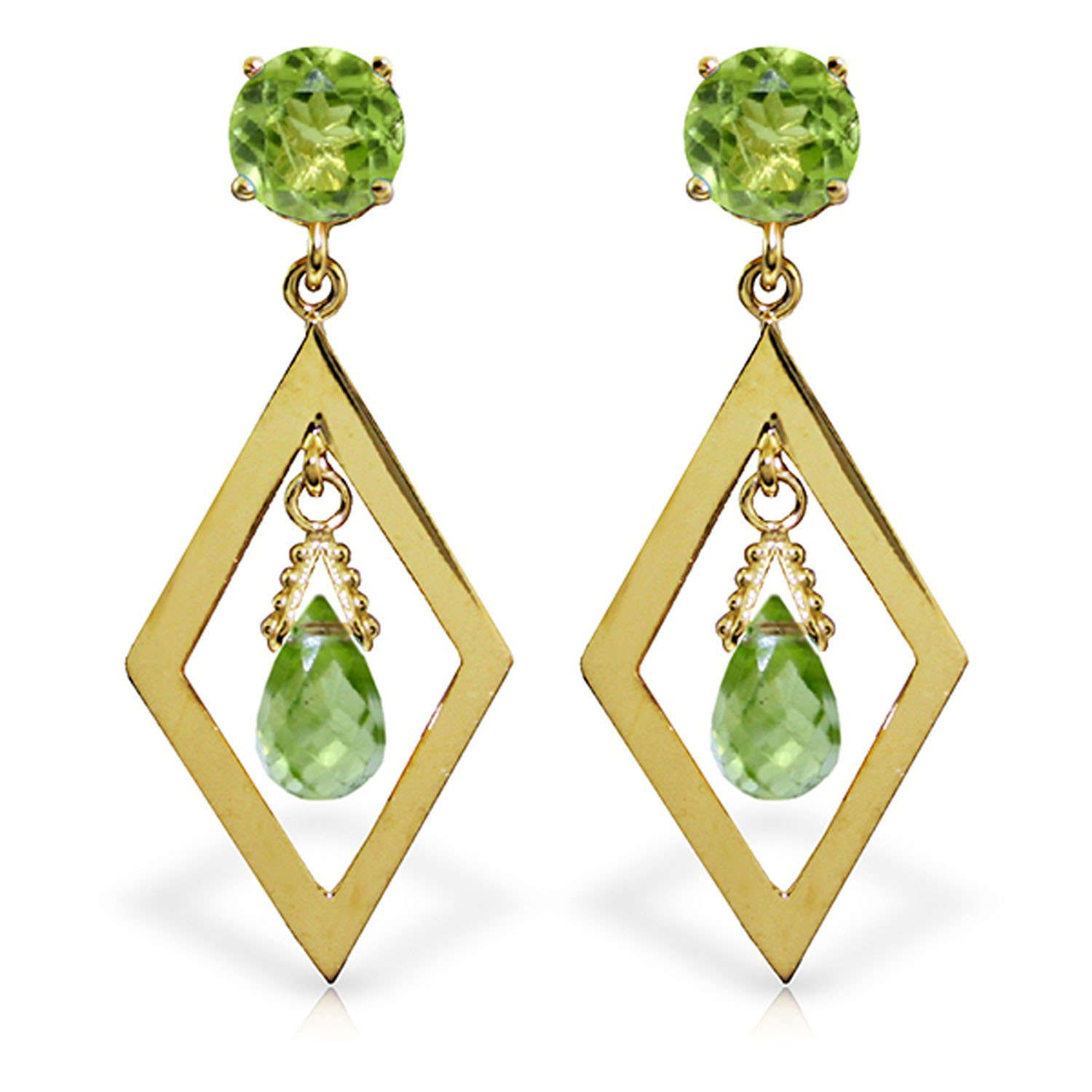 2.4 CTW 14K Solid Gold Euphoria Peridot Earrings