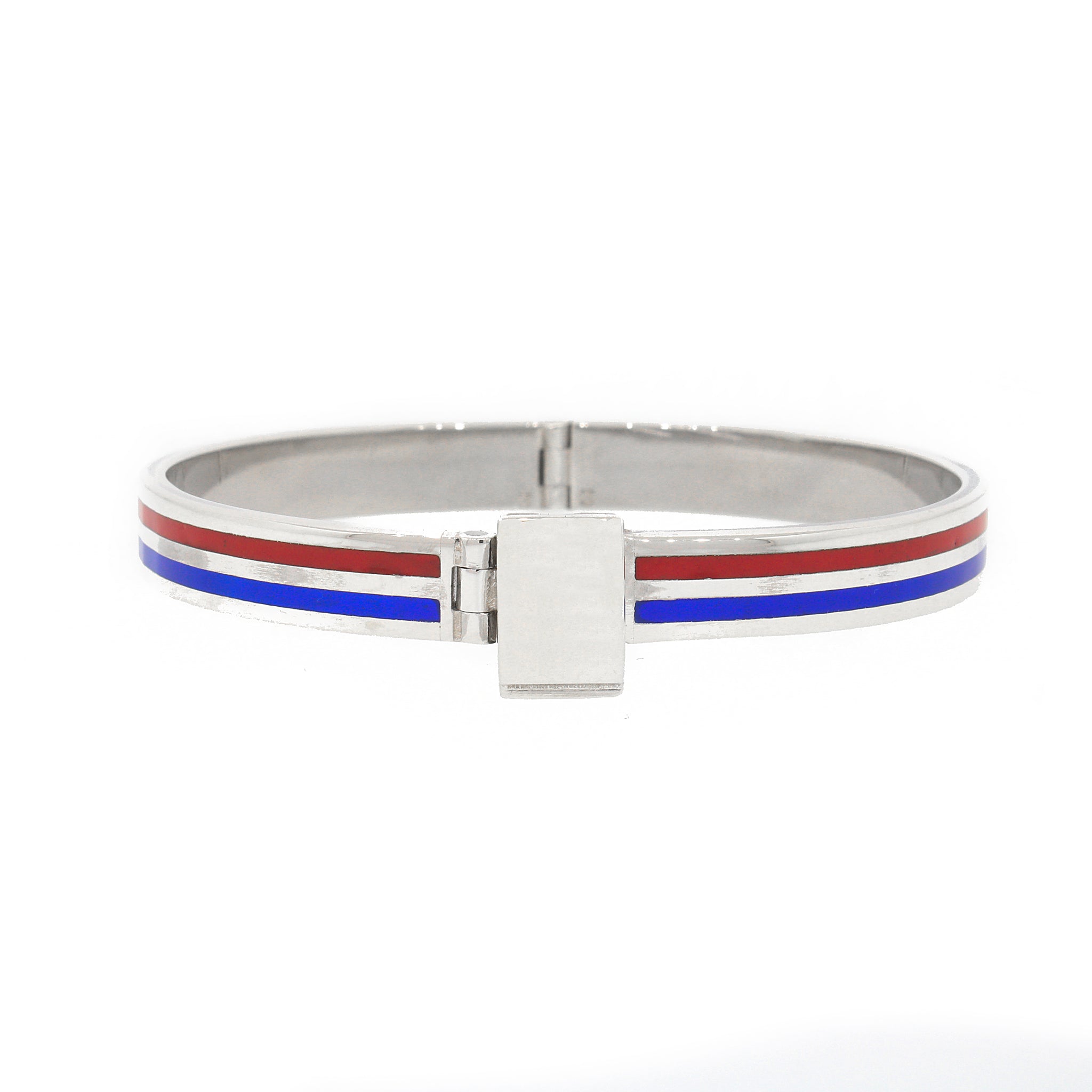 Gucci Vintage Enamel Silver Bangle Bracelet