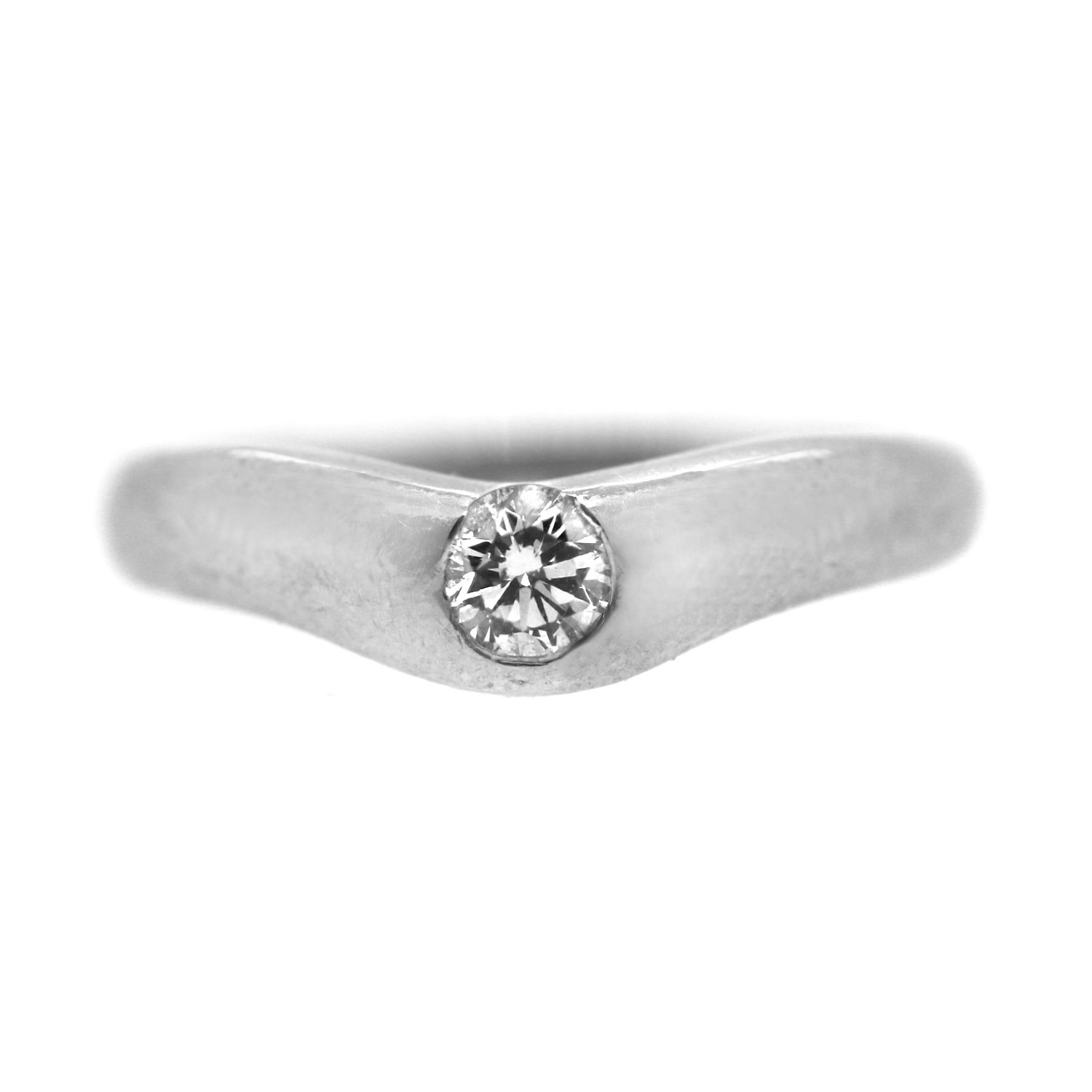 Tiffany & Co. Platinum Elsa Peretti Solitaire Diamond Curved Band Ring