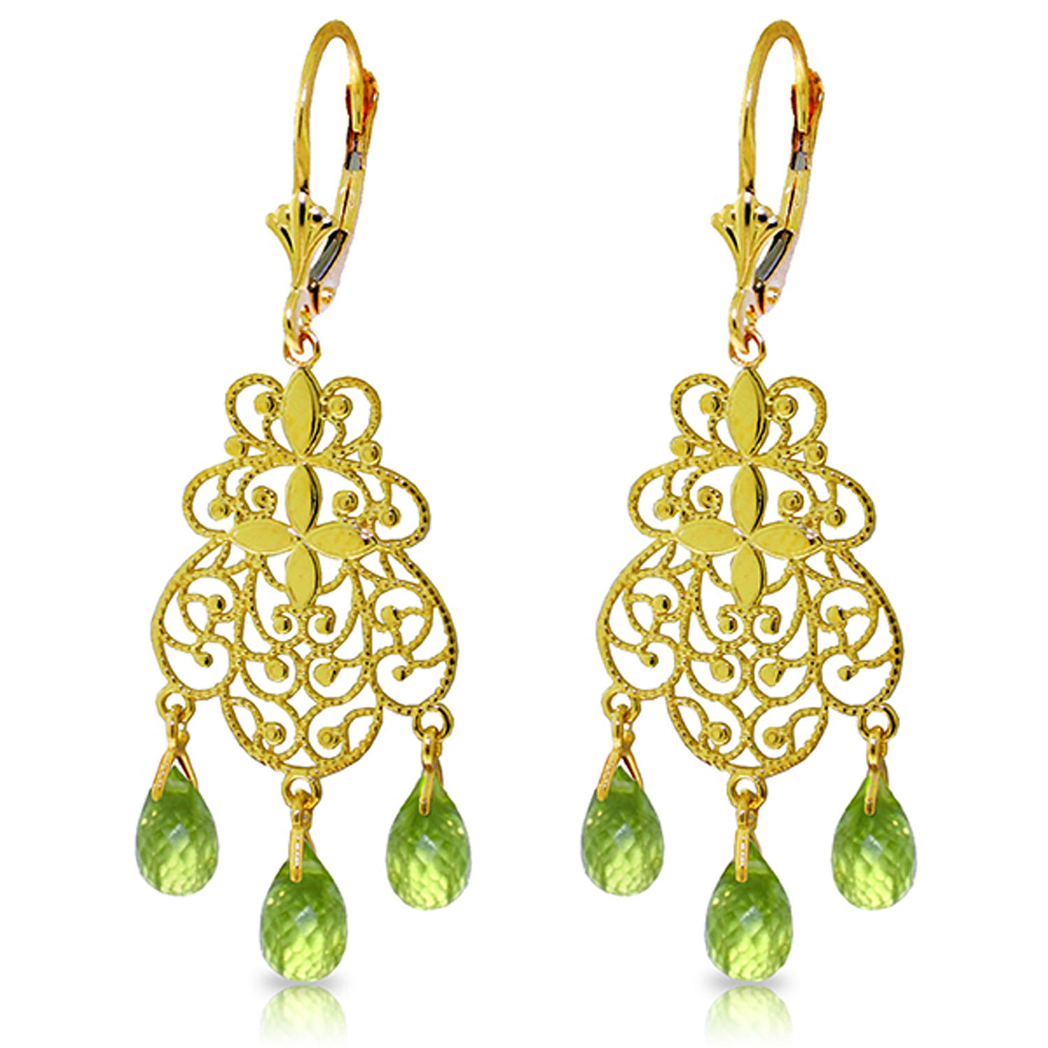 3.75 CTW 14K Solid Gold En Trend Peridot Earrings