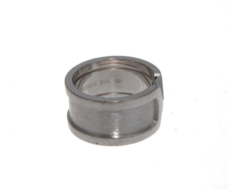 Cartier Double C 18k White Gold 10mm Wide Band Ring Size EU 50- US 5 7/8