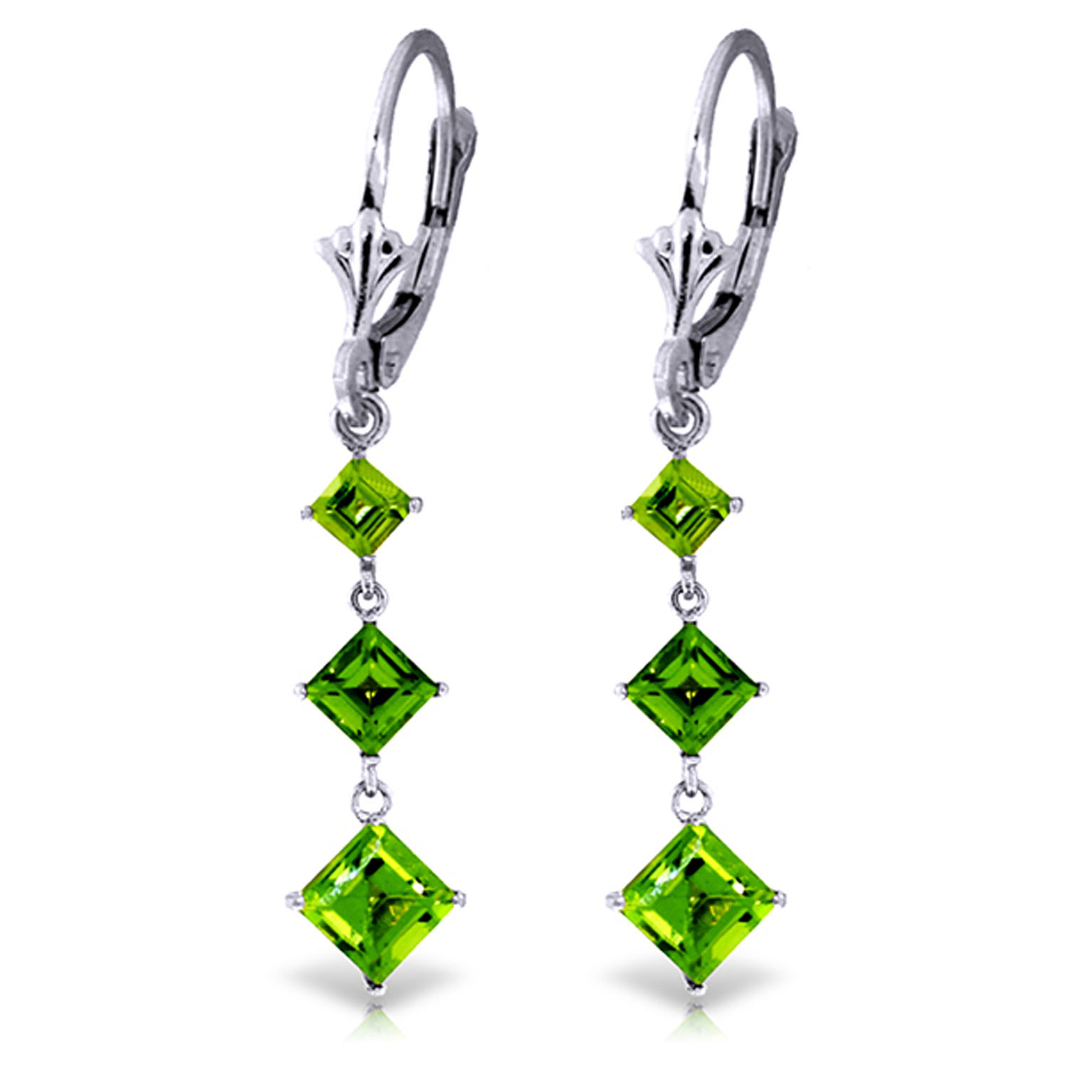 4.79 CTW 14K Solid White Gold Chandelier Earrings Peridot