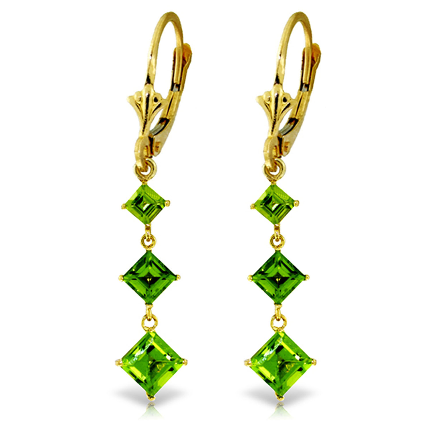 4.79 CTW 14K Solid Gold Chandelier Earrings Peridot