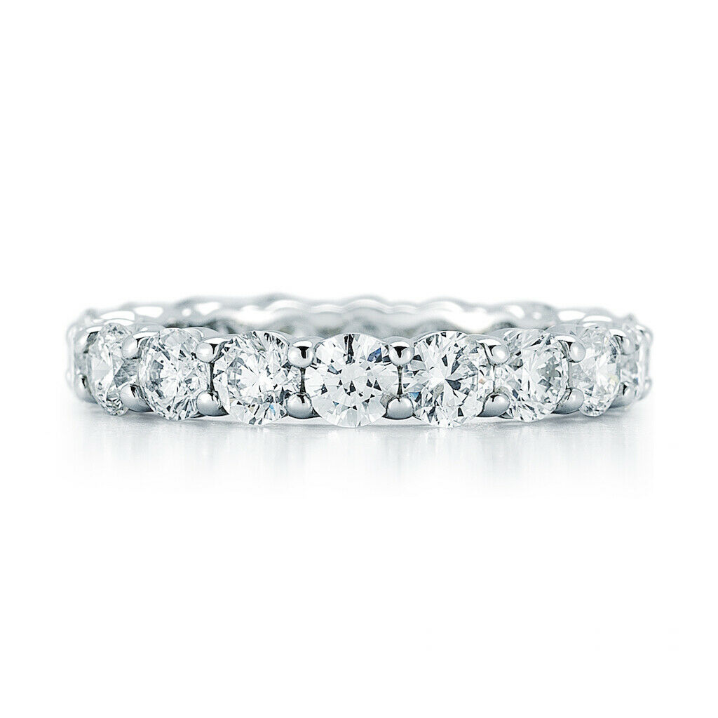 True Platinum Round Cut Diamond Eternity Band 4 cttw
