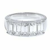 True Five Stone Diamond Anniversary Ring 2.57cts Platinum Size 6.5