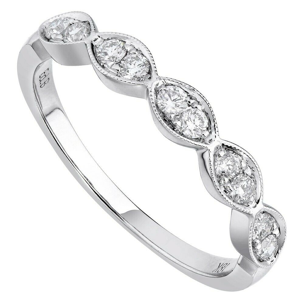 True 18K White Gold 0.25cts Genuine Diamond Pave Ladies Ring Size 6.5