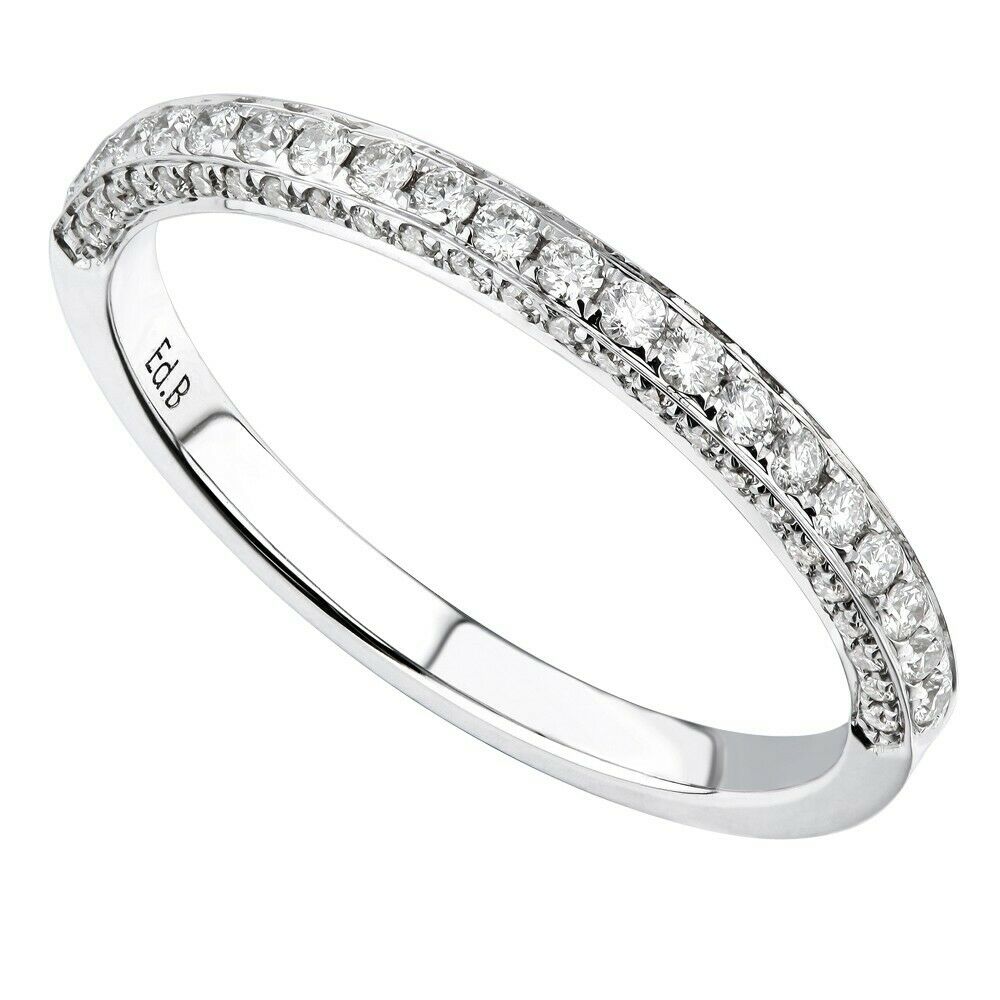 True 18K White Gold 0.30cts Genuine Diamond Pave Ladies Ring Size 6.5