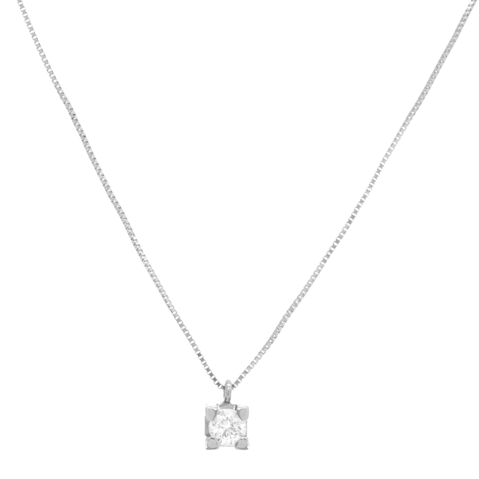 True 18k White Gold  0.20 Cttw Diamond Pendant Womens Necklace