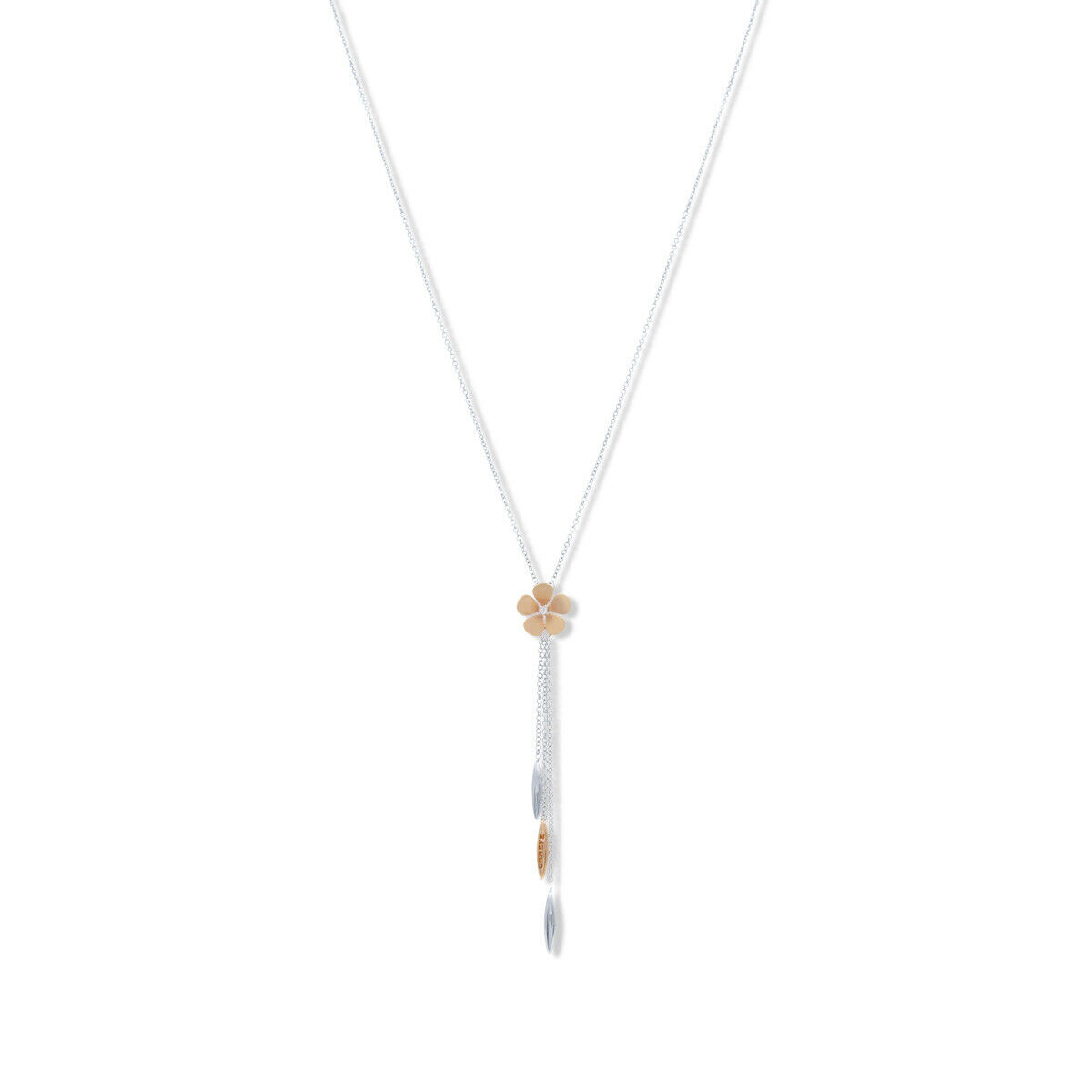 True 18K Yellow White Gold Diamond Flower Pendant Necklace
