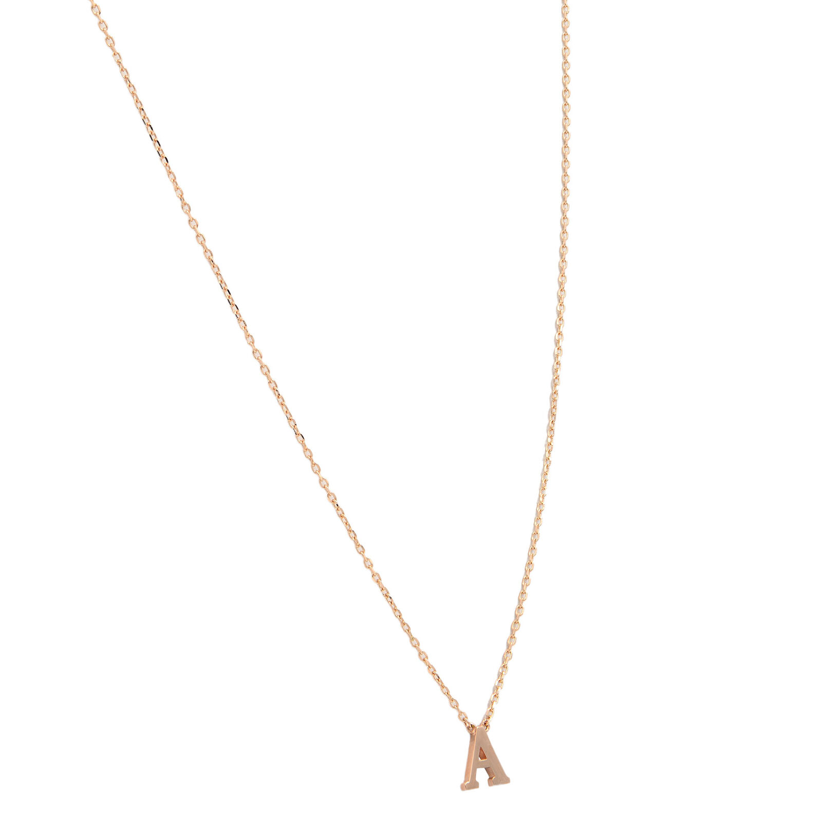 True Small Initial Necklace Rose Gold 'A' Letter Pendant On A Chain