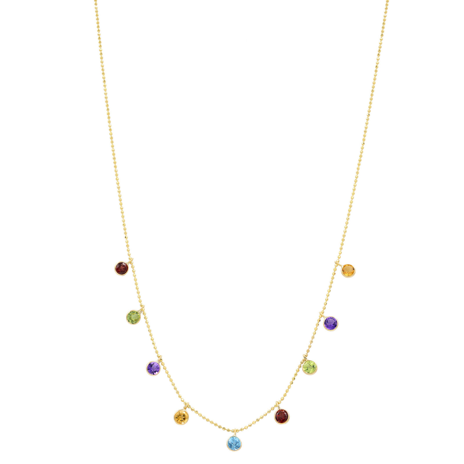 True Dangling Gemstone Strand Necklace14K Yellow Gold 16 Inches