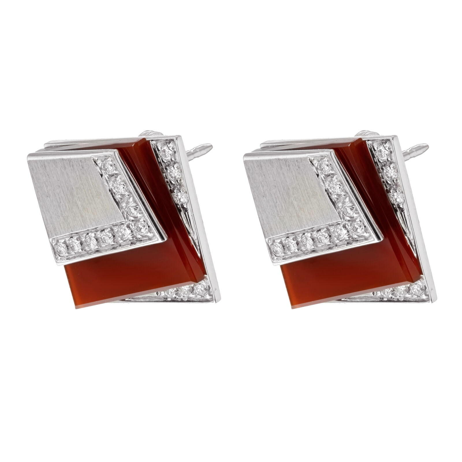 True 18K White Gold  0.3 Cttw Diamonds Art Deco Women's Earrings