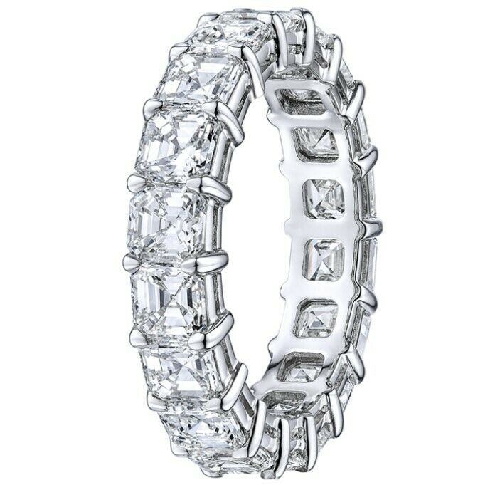 True Platinum Asscher Cut Diamond Eternity Band 8.13cts