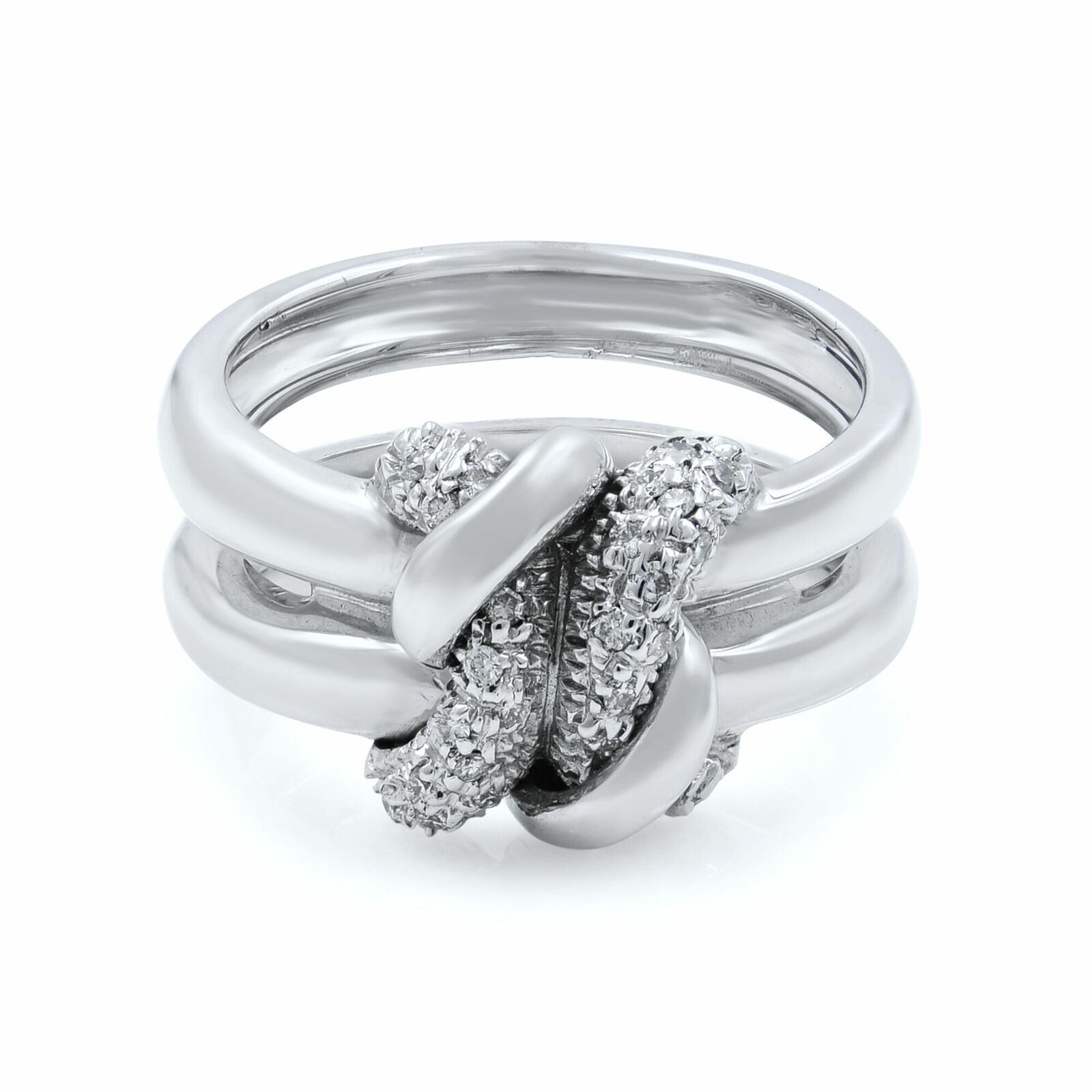True 18K White Gold Diamonds Ladies Ring 0.18 Cttw Size 7