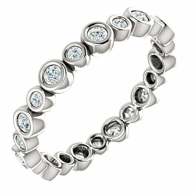 True 14K White 1/3 CTW Diamond Eternity Band Size 7