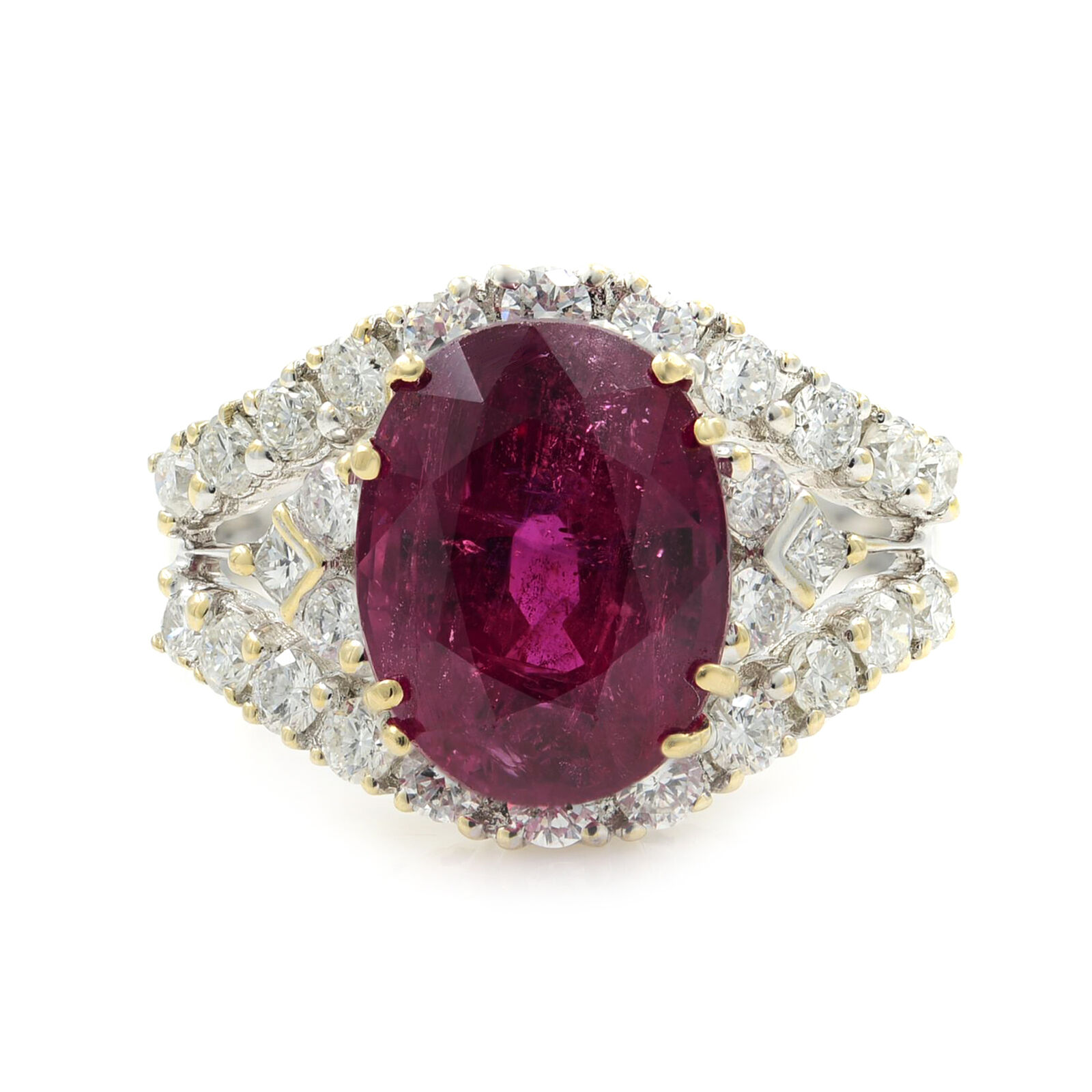 True Ruby Statement 18k white Gold Diamond Ring 6.4ct Size 7