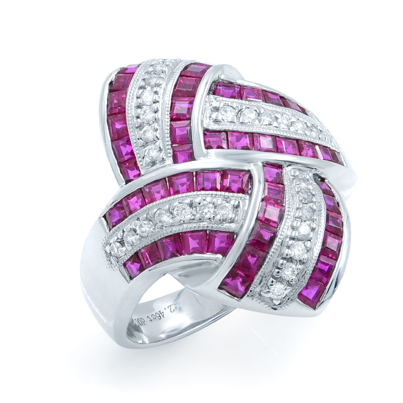 True Ruby Diamond Cluster Statement 2.68ct Ring Size 7.75 18KW