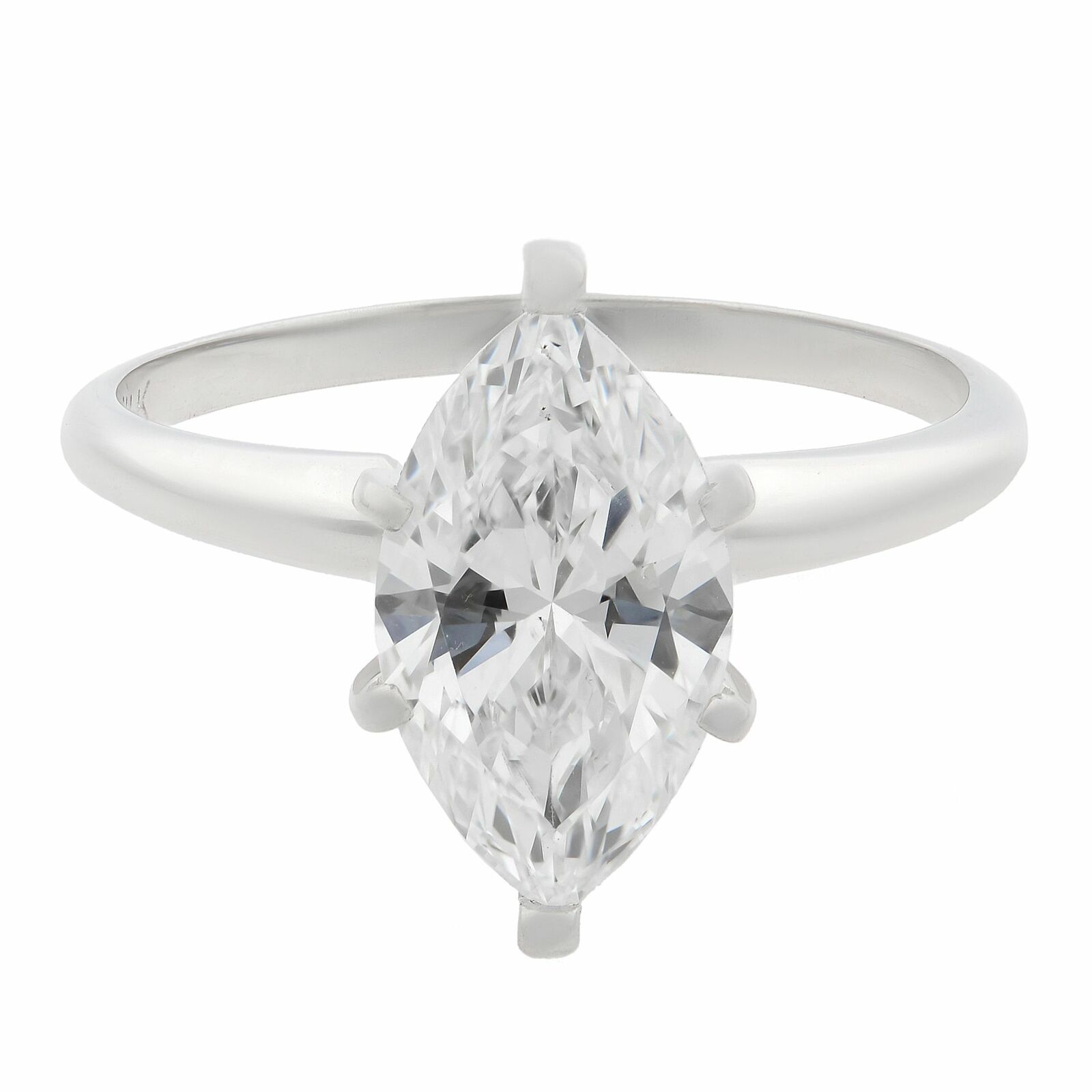 True 14K White Gold Marquise Diamond Solitaire Engagement Ring 1.61ct
