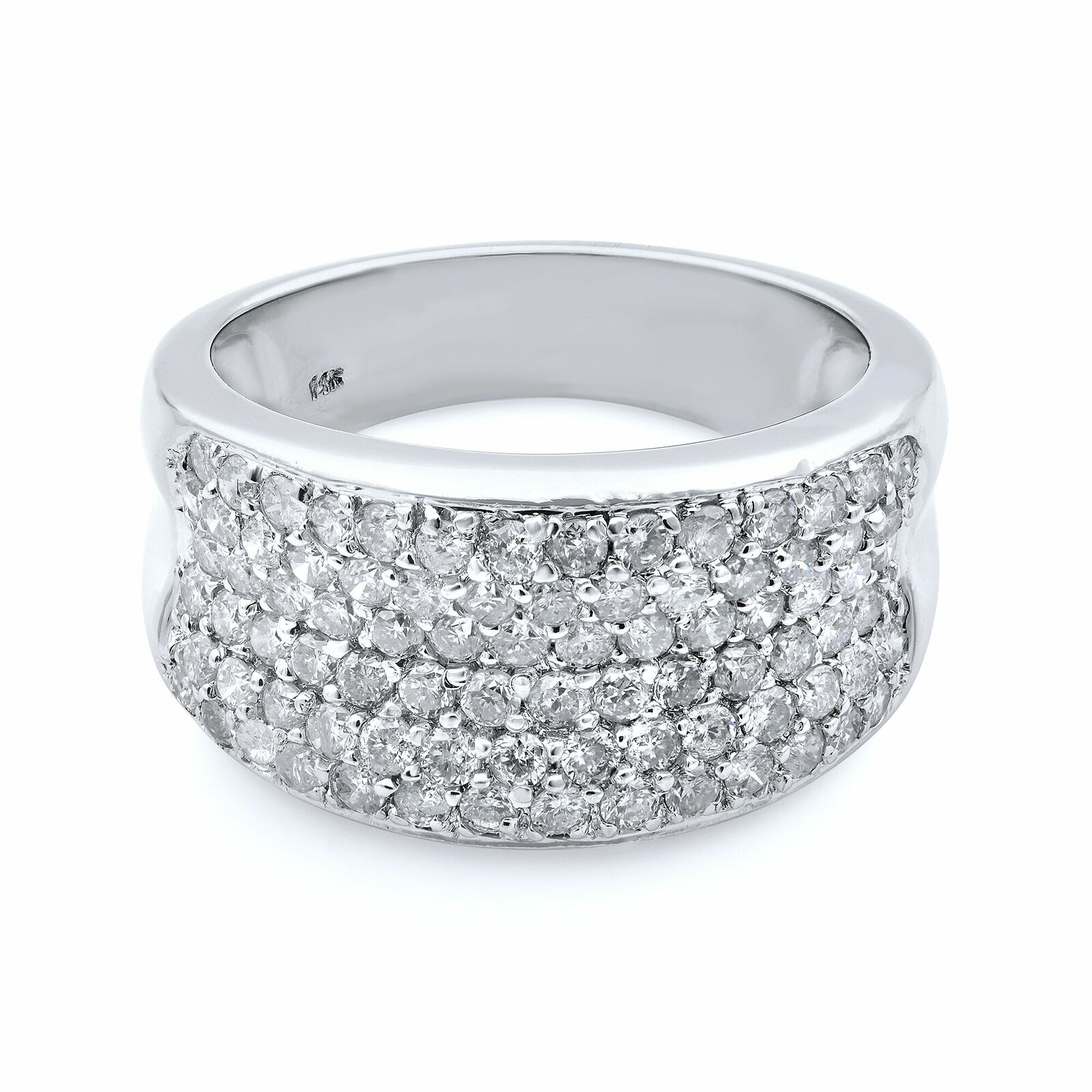 True 14K White Gold  Diamond Wide Band 1.00ct Size 7