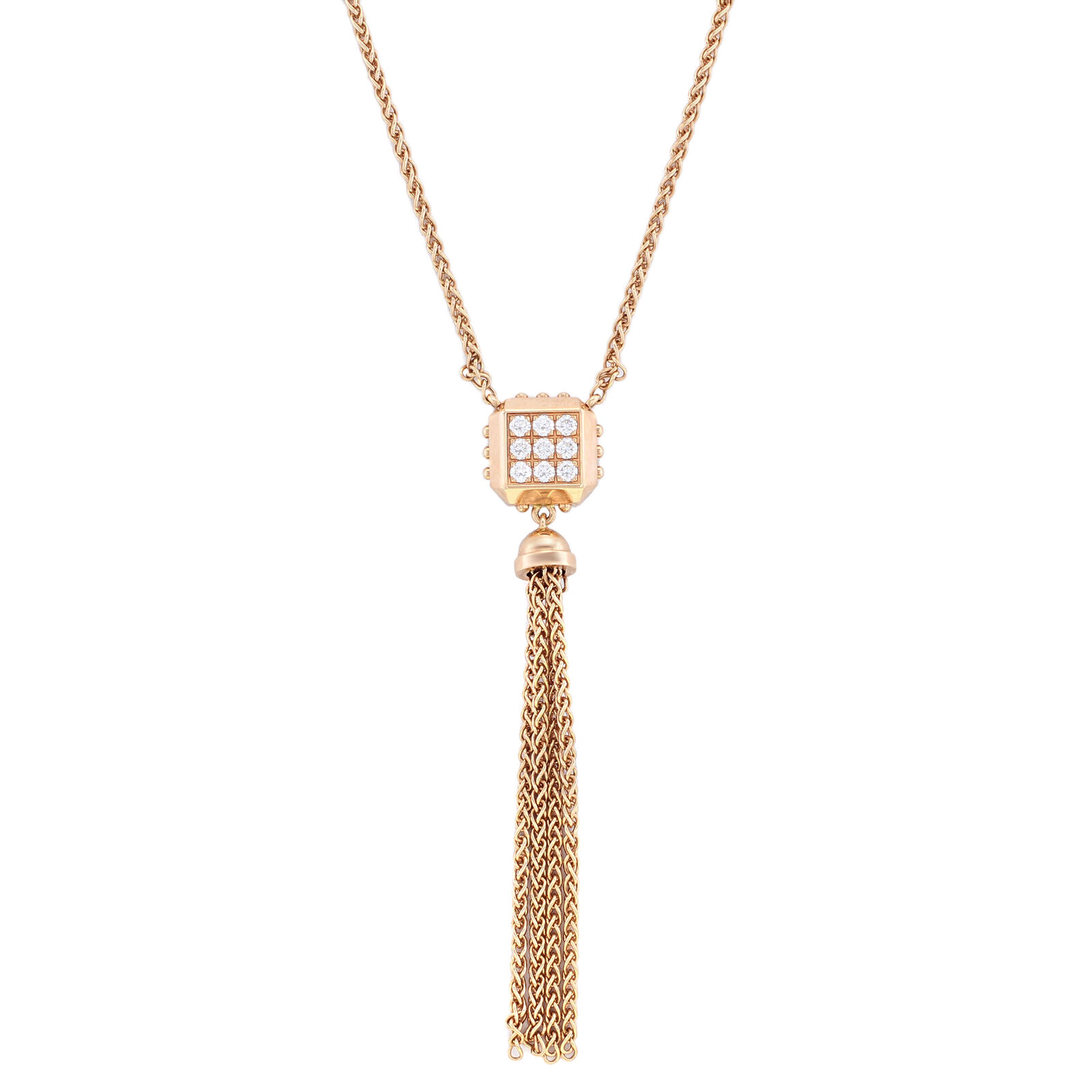 True Rose Gold Pave Diamond Necklace Pendant 0.05 Cttw