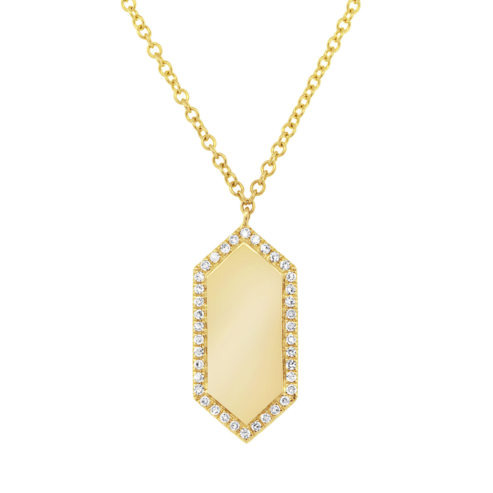 True 14K Yellow Gold Pave Diamond 0.09cttw 18 Inch Bar Necklace