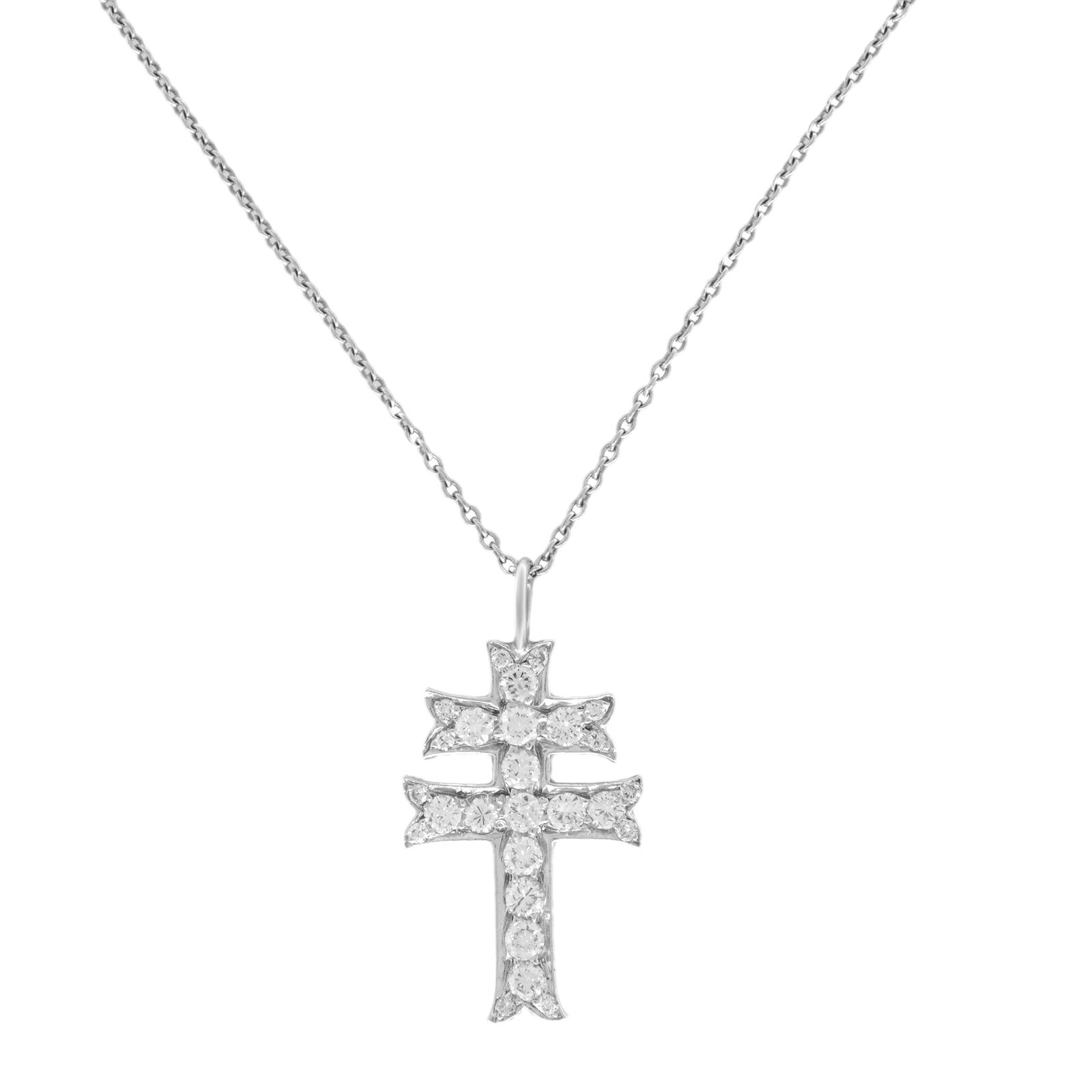 True Platinum Necklace with 0.33cttw Diamond Cross Pendant