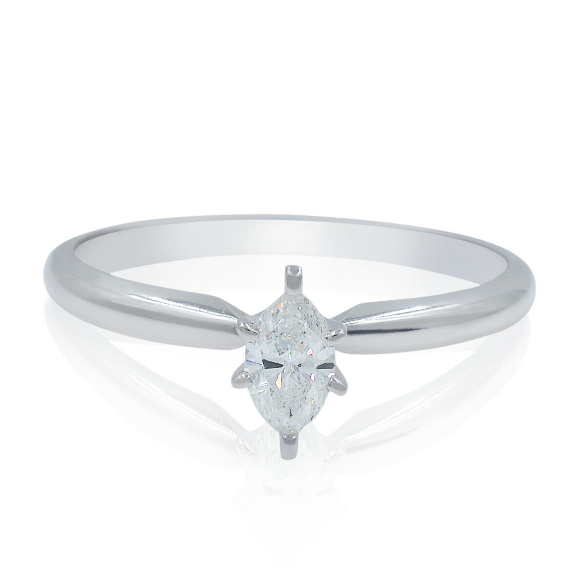True Ladies Engagement Ring Marquise Diamond Cut 14K Gold 0.27ctw size 6