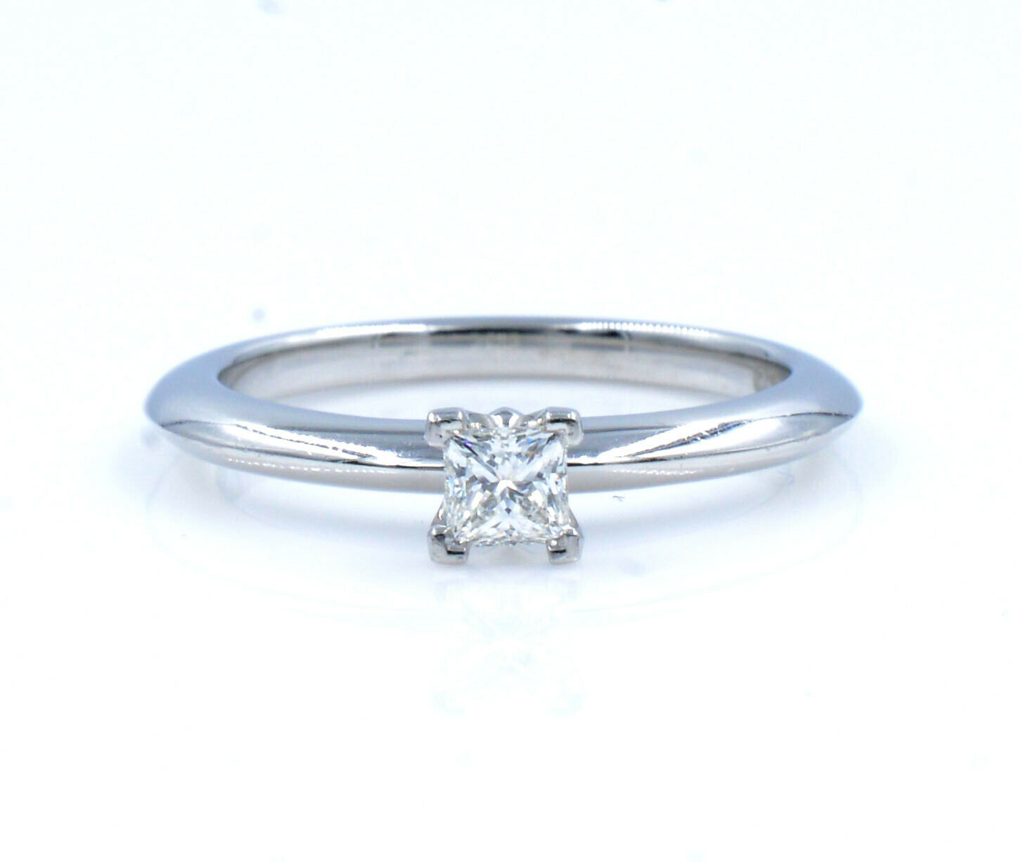 True Solitaire Princess Cut Diamond Engagement Platinum 0.10 cttw