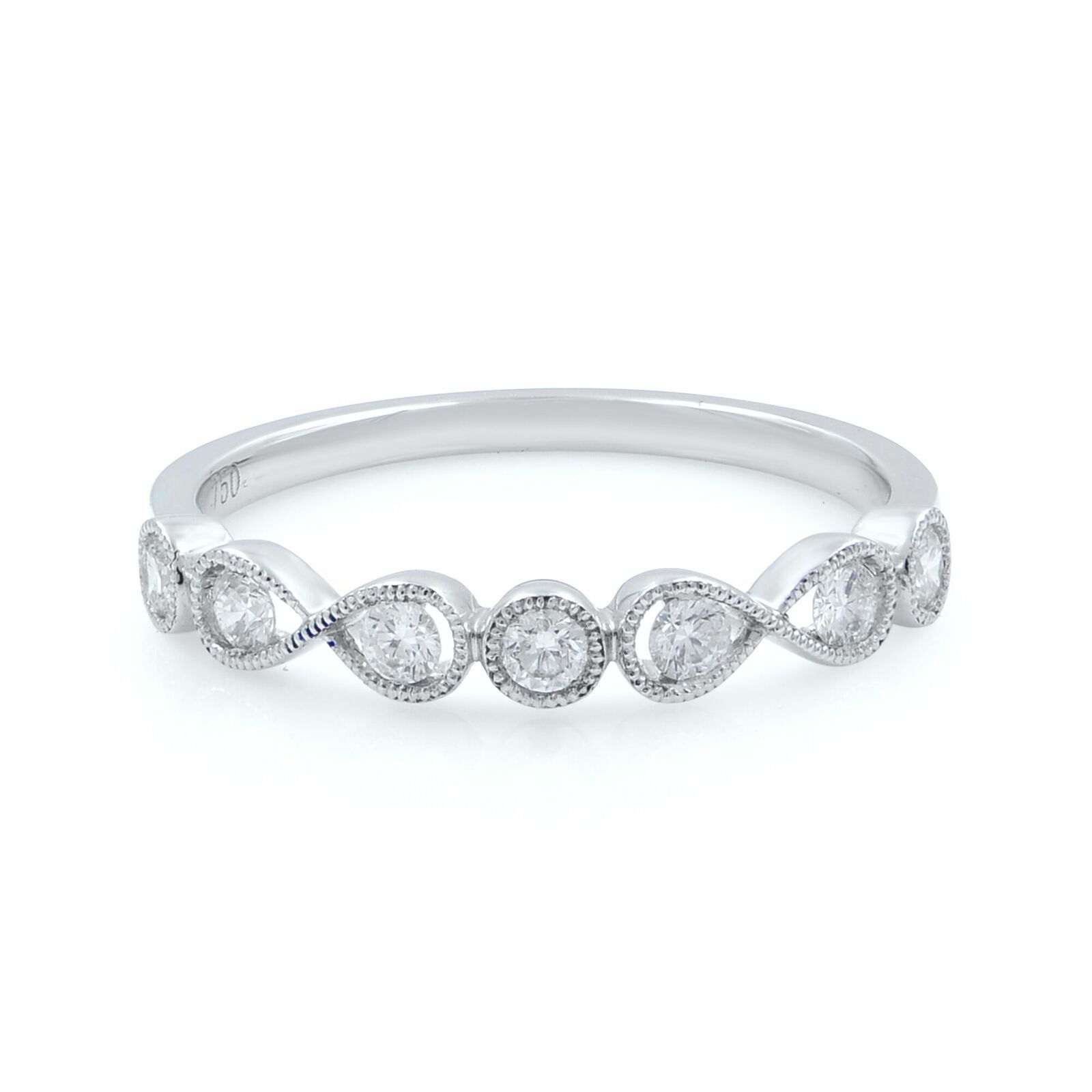 True 18K Gold Round Cut Diamond Wedding Band Womens Ring 0.30Ctw Size 6.5