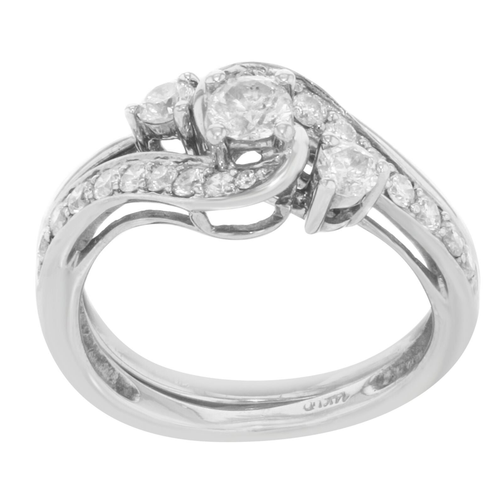 True 14K White Gold Diamond 2PC Ladies Cocktail Ring 0.60 Cttw