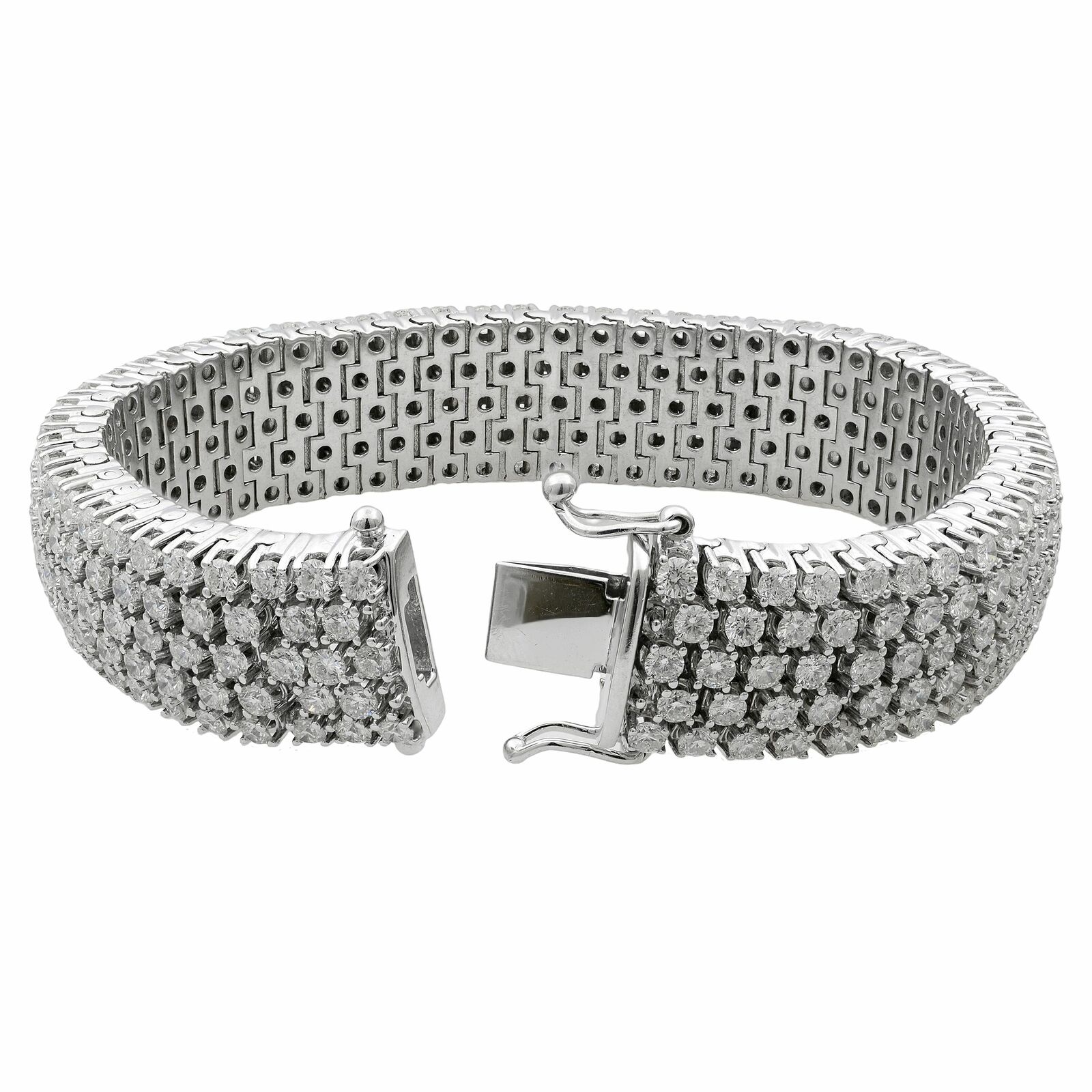 True 14K White Gold Flexible Diamond Tennis Bracelet 27.80cts