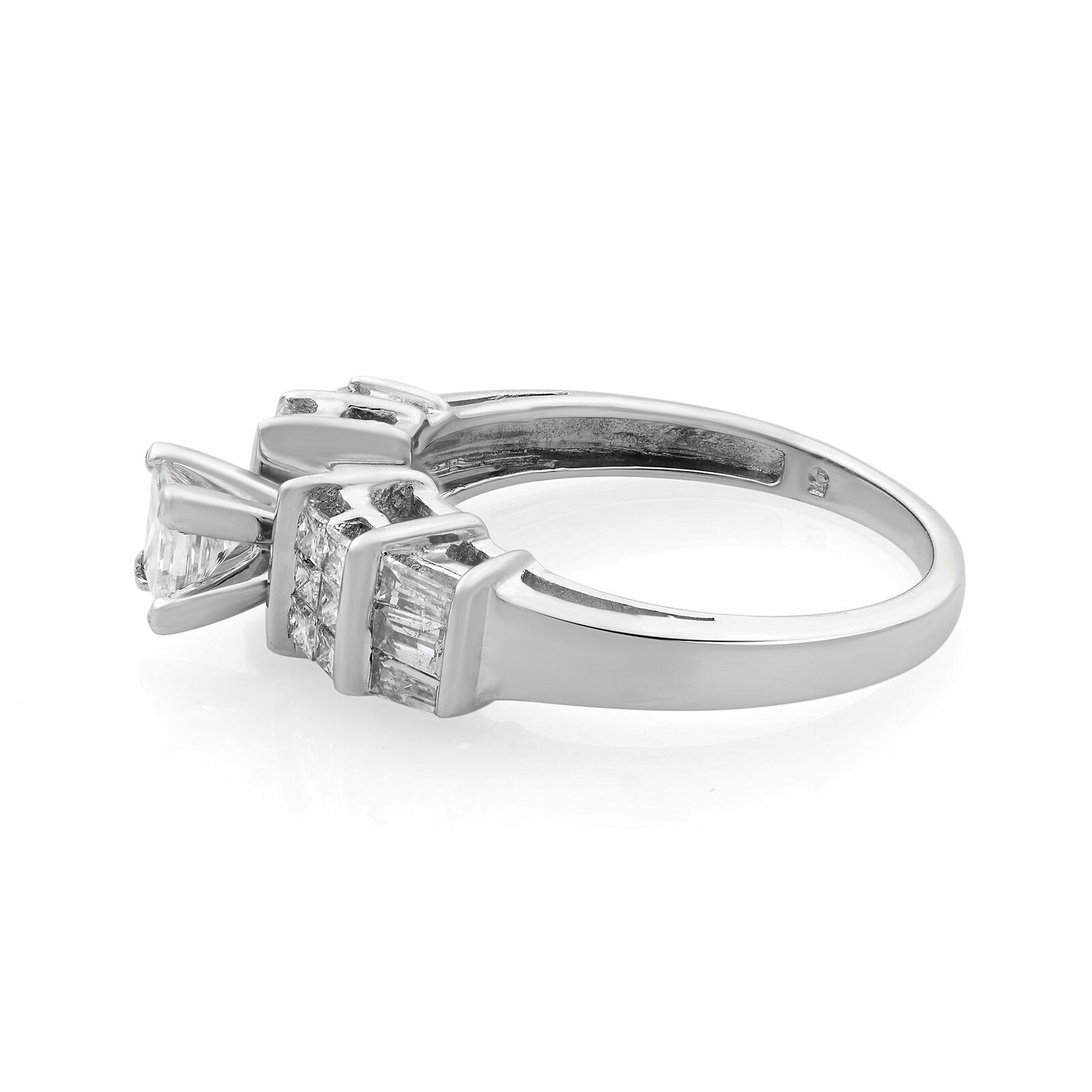 True 14K White Gold Princess Cut Diamond Engagement Ring 0.40cts Size 7