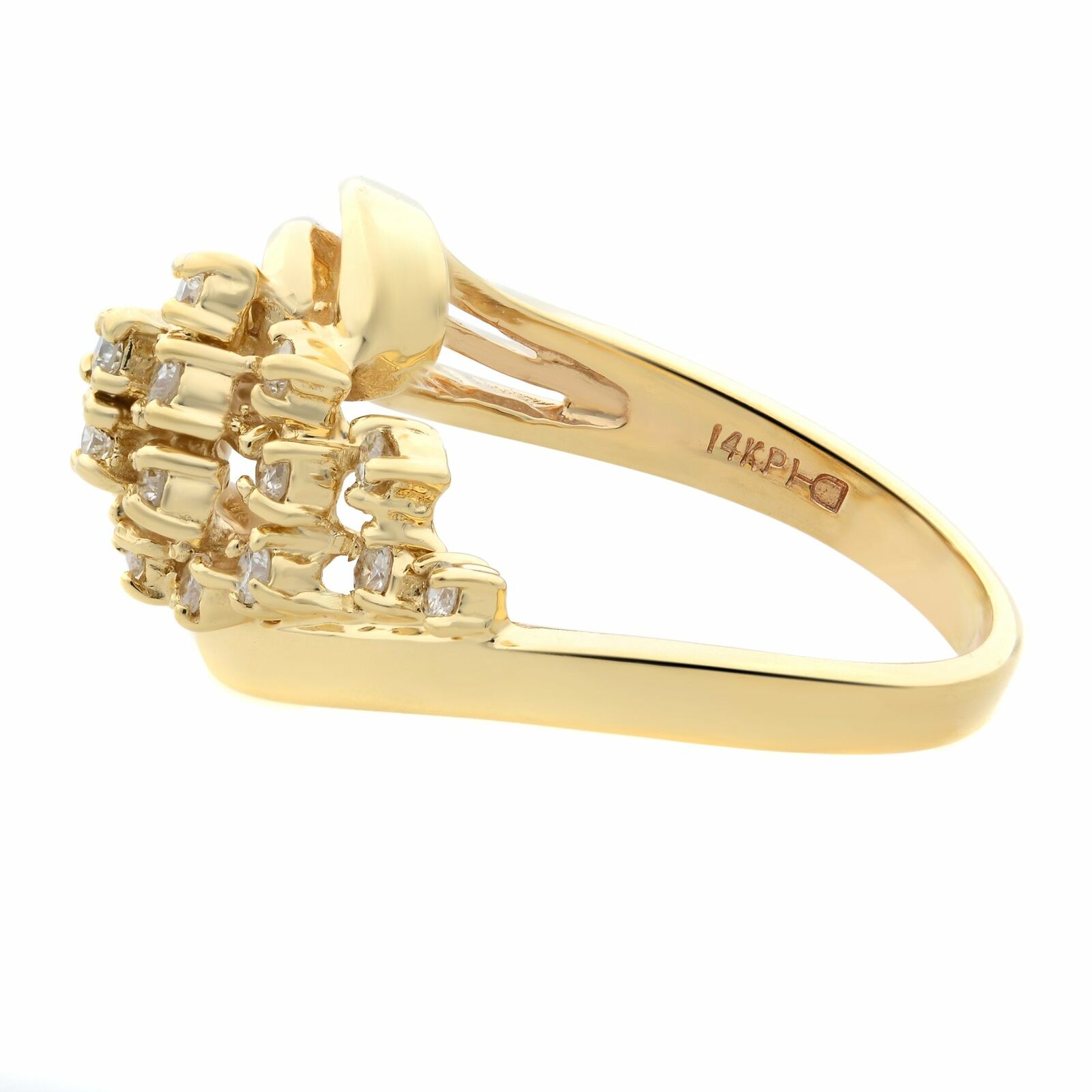 True 14K Yellow Gold 0.25cttw Diamond Cocktail Ring Size 4.75