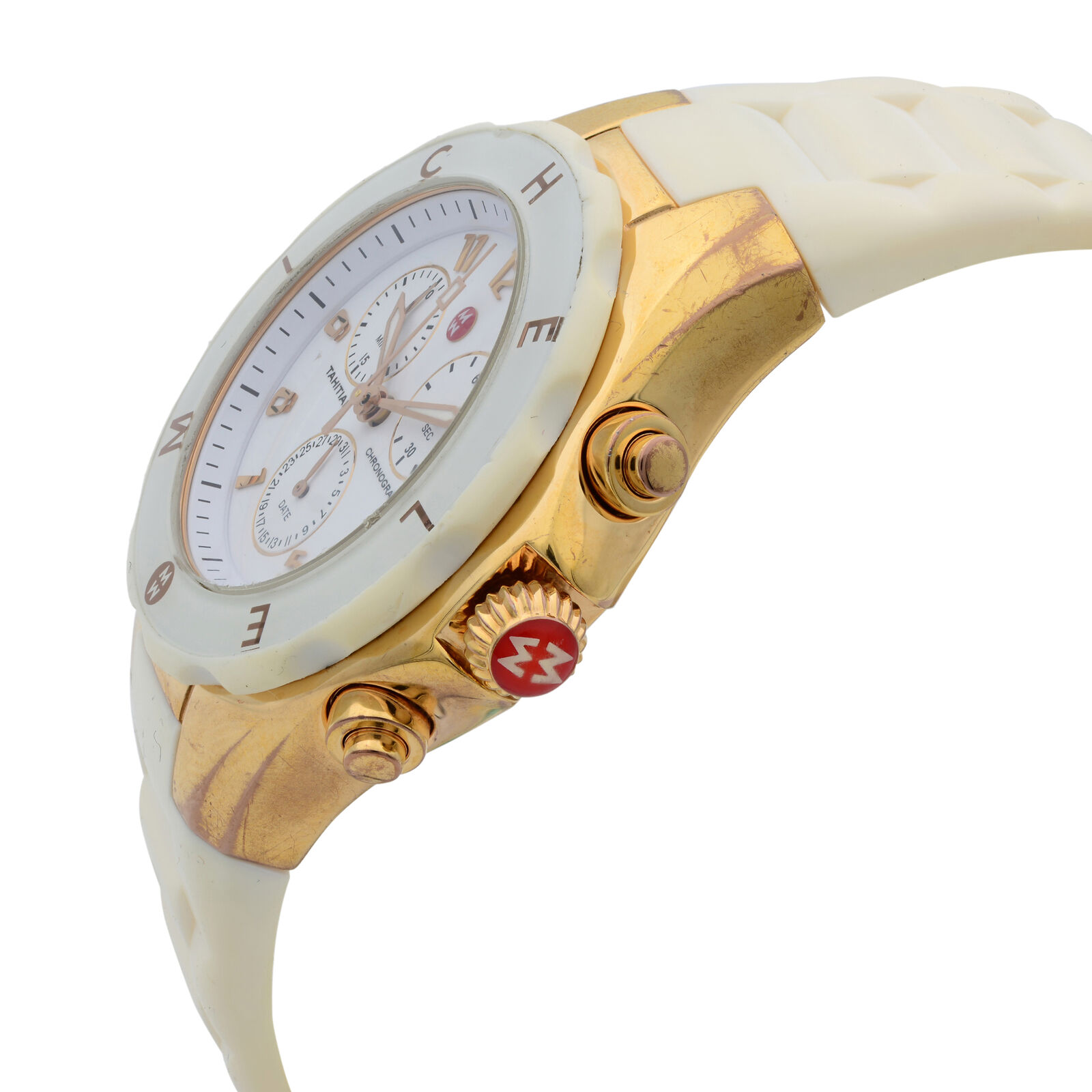 Michele Women\'s White Tahitan Jelly Bean Watch, 40 MM Michele Tahitian Jelly Bean Watch - MWW12F000079 | The RealReal main image 3