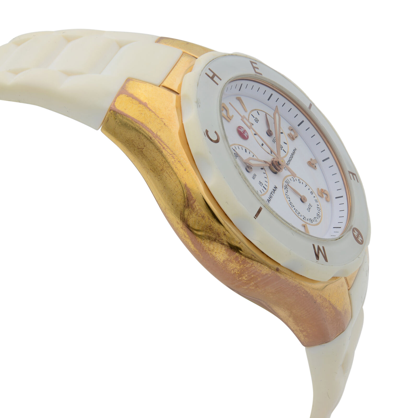Michele Tahitian Jelly Bean White Steel Rubber Quartz Ladies 