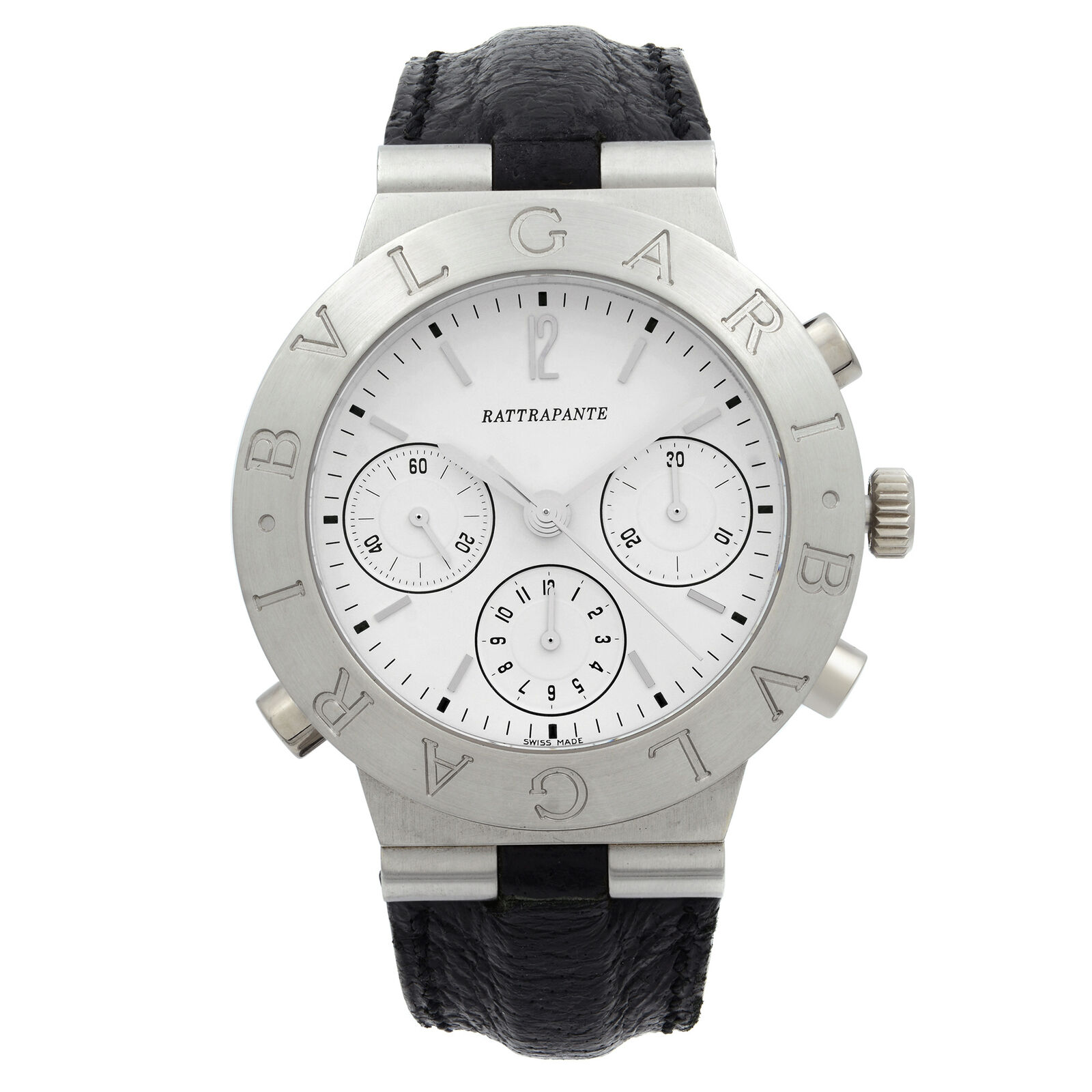 Bulgari Diagono Rattrapante Platinum Split Seconds White Dial Mens Watch CH40 PL