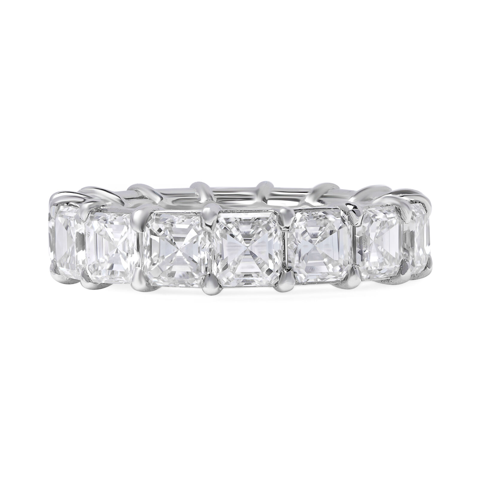 True Platinum Asscher Cut Diamond Eternity Wedding Band Ring 8.13cttw Size 6